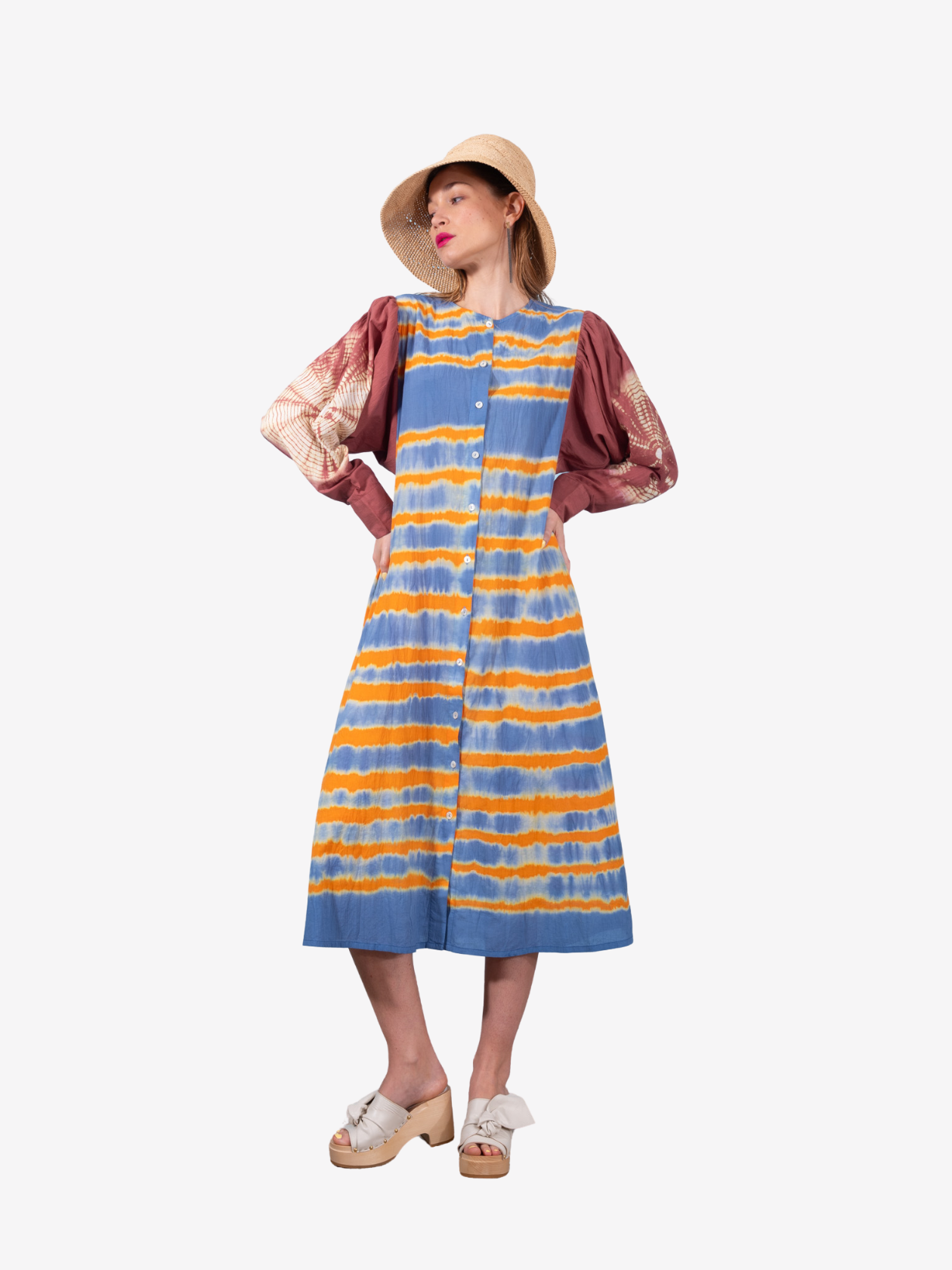 RAHI tie and dye terracotta dress