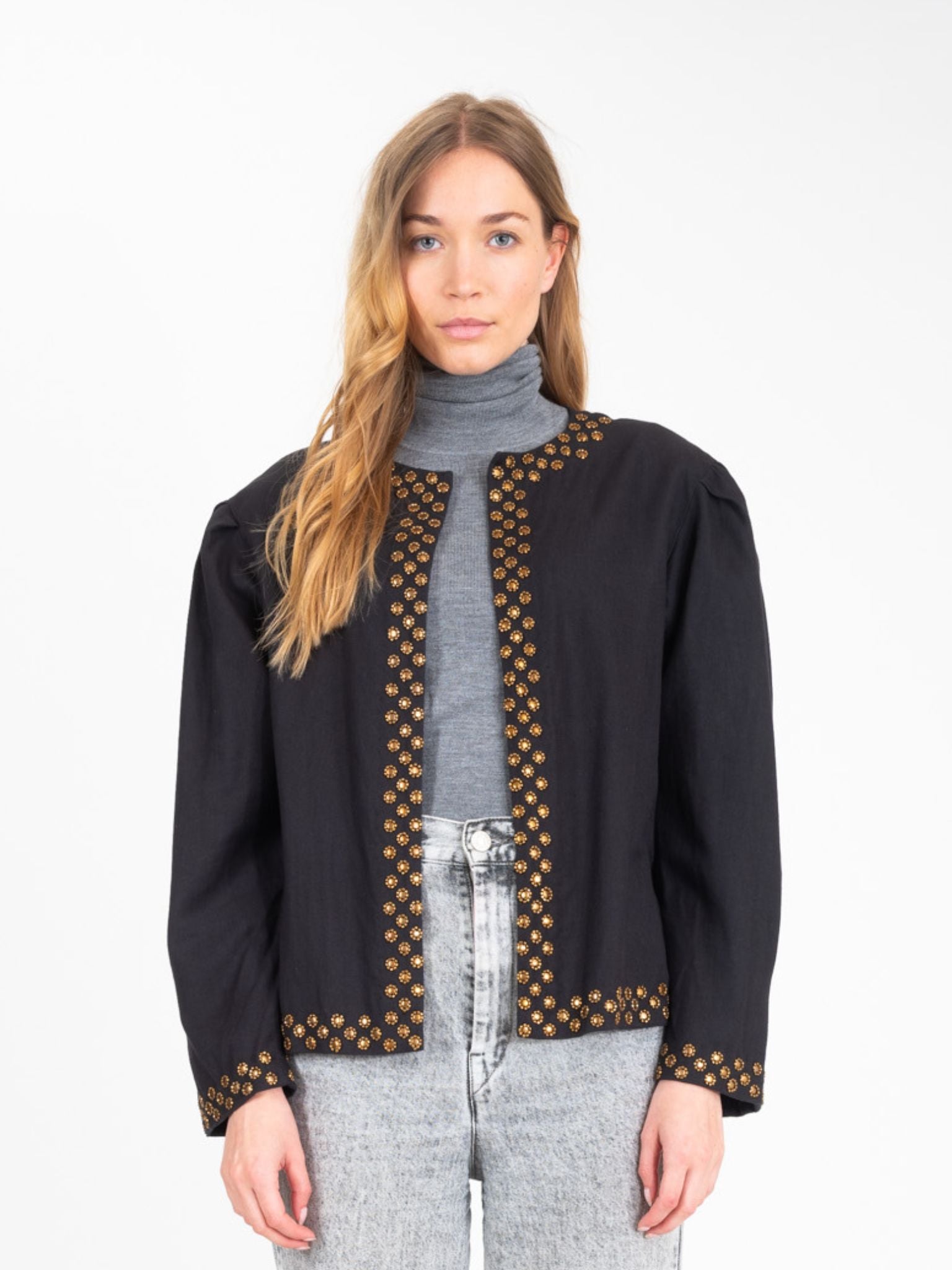 Black jacket with gold BLING sequins