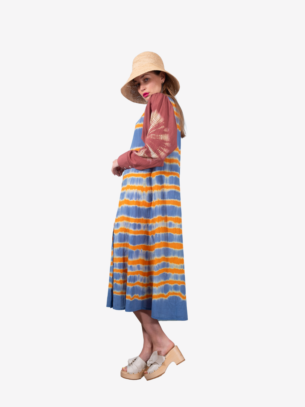 RAHI tie and dye terracotta dress