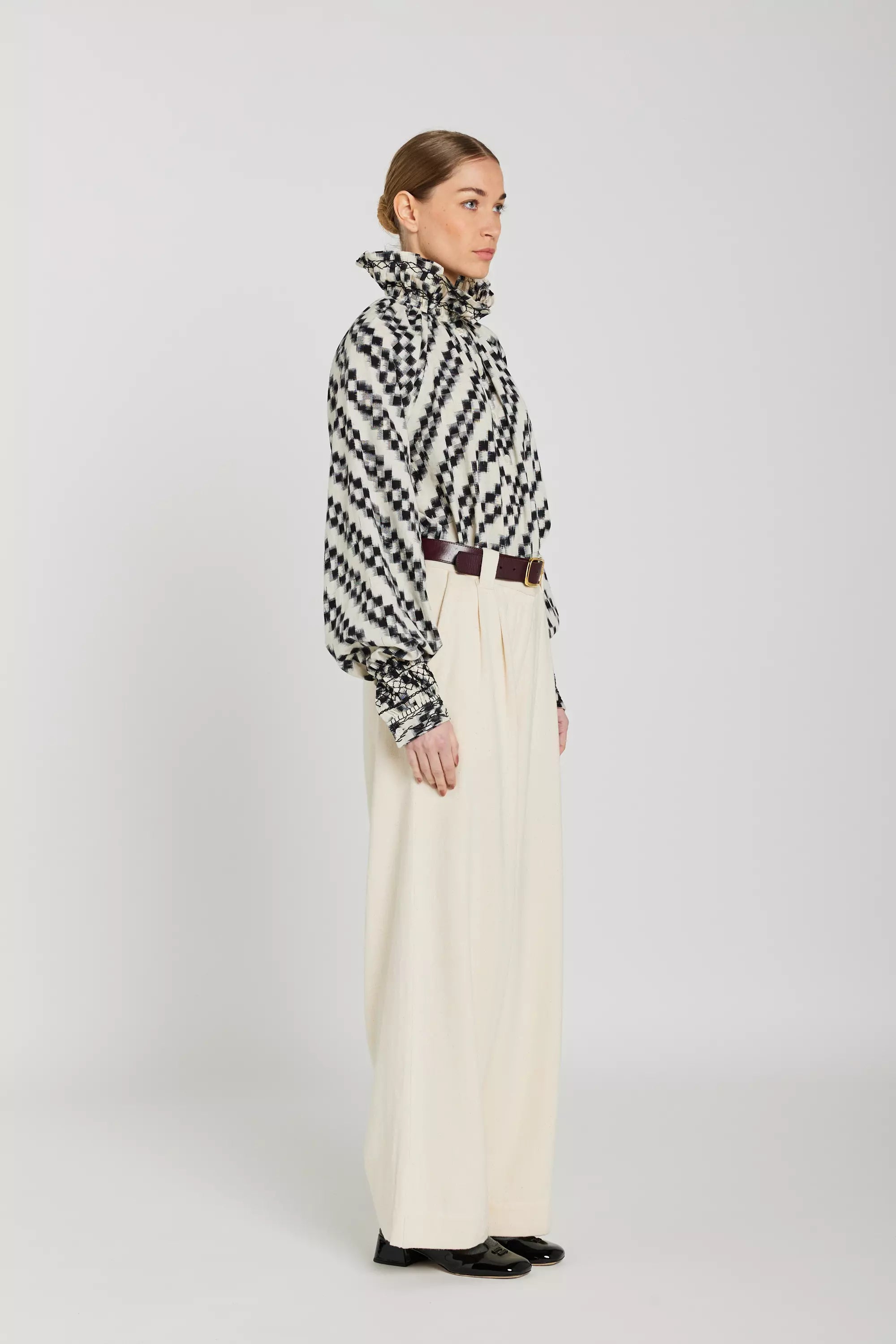 blouse ikat noir et blanc v de vinster