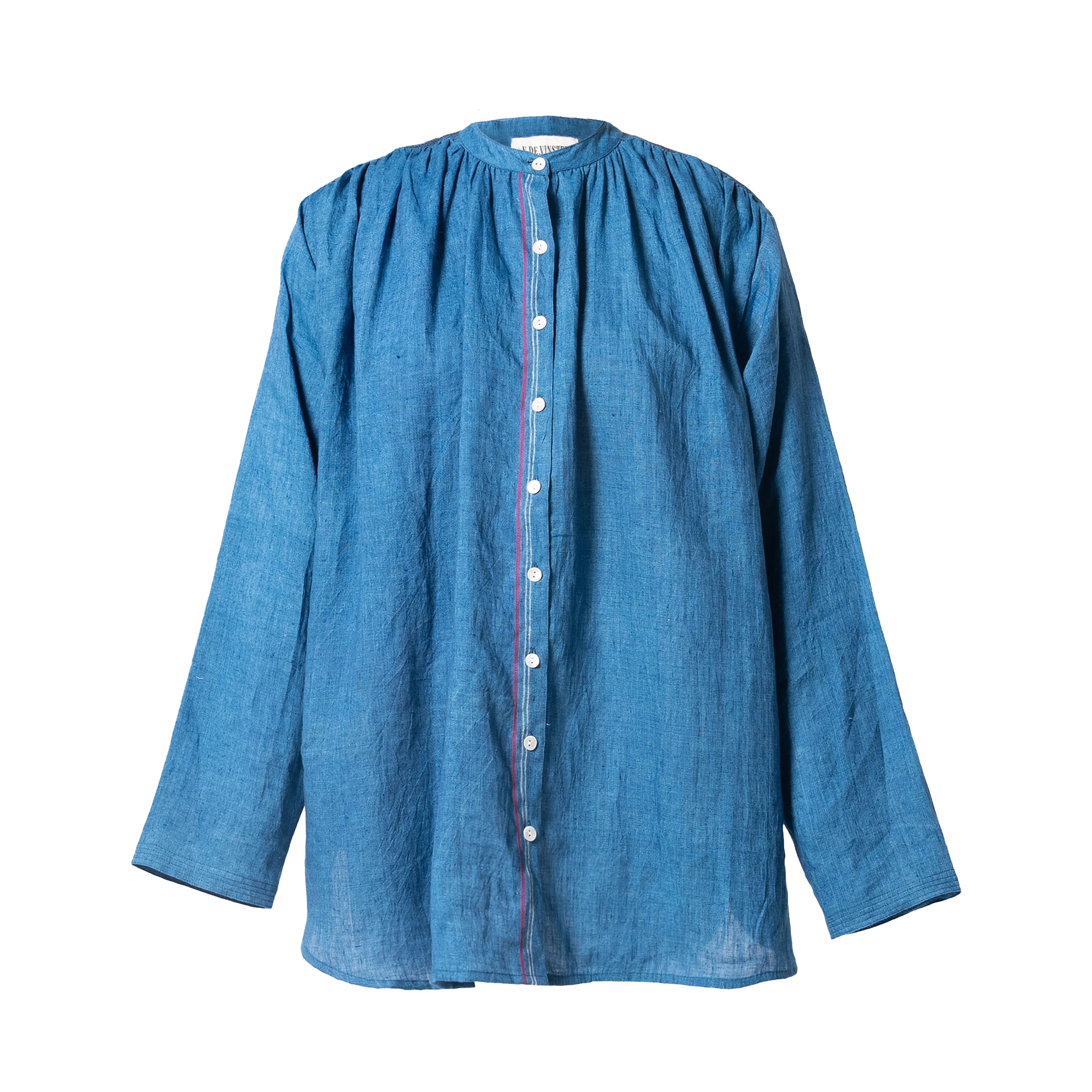 ABRIL blue mandarin collar shirt