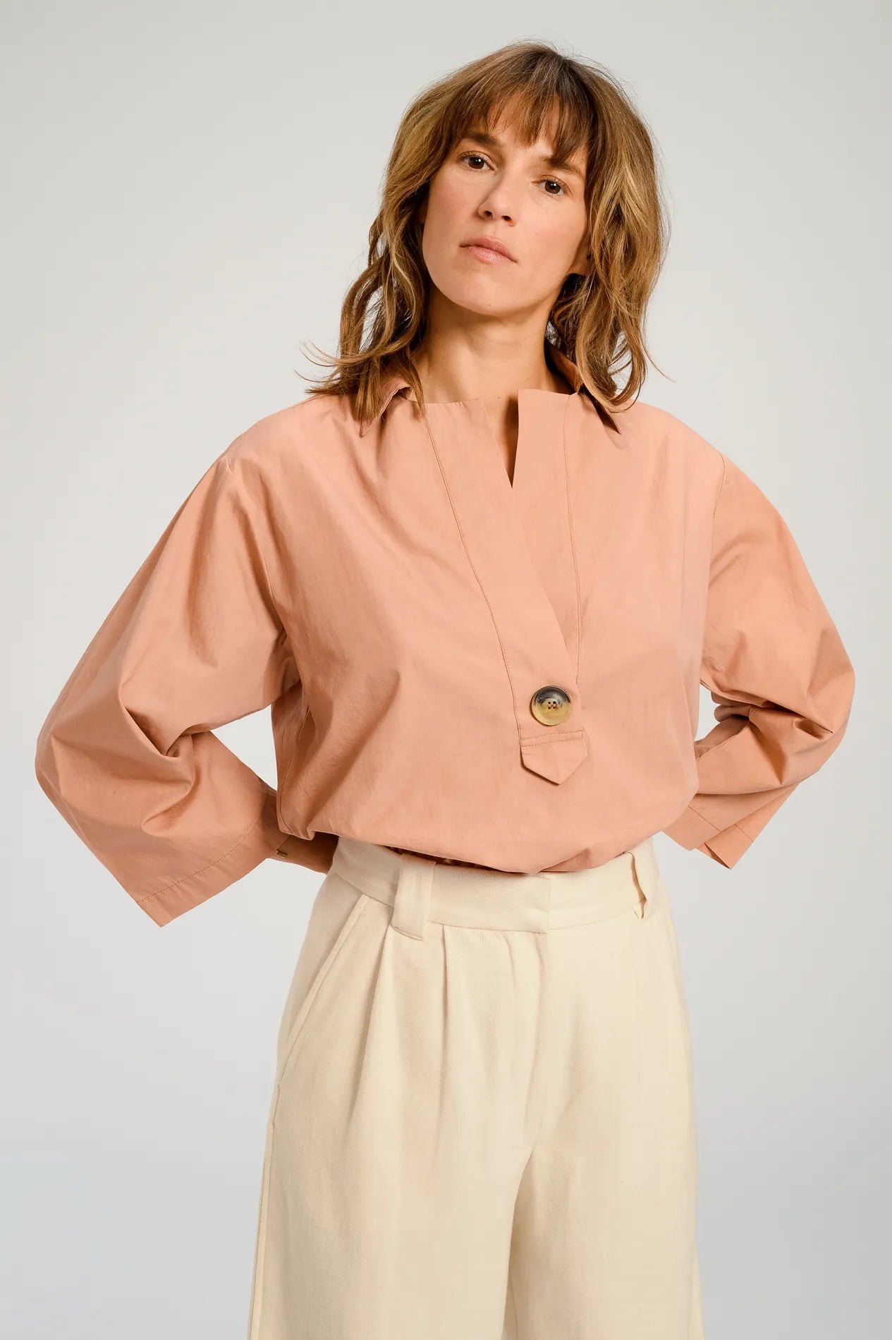 blouse v de vinster bogota pink