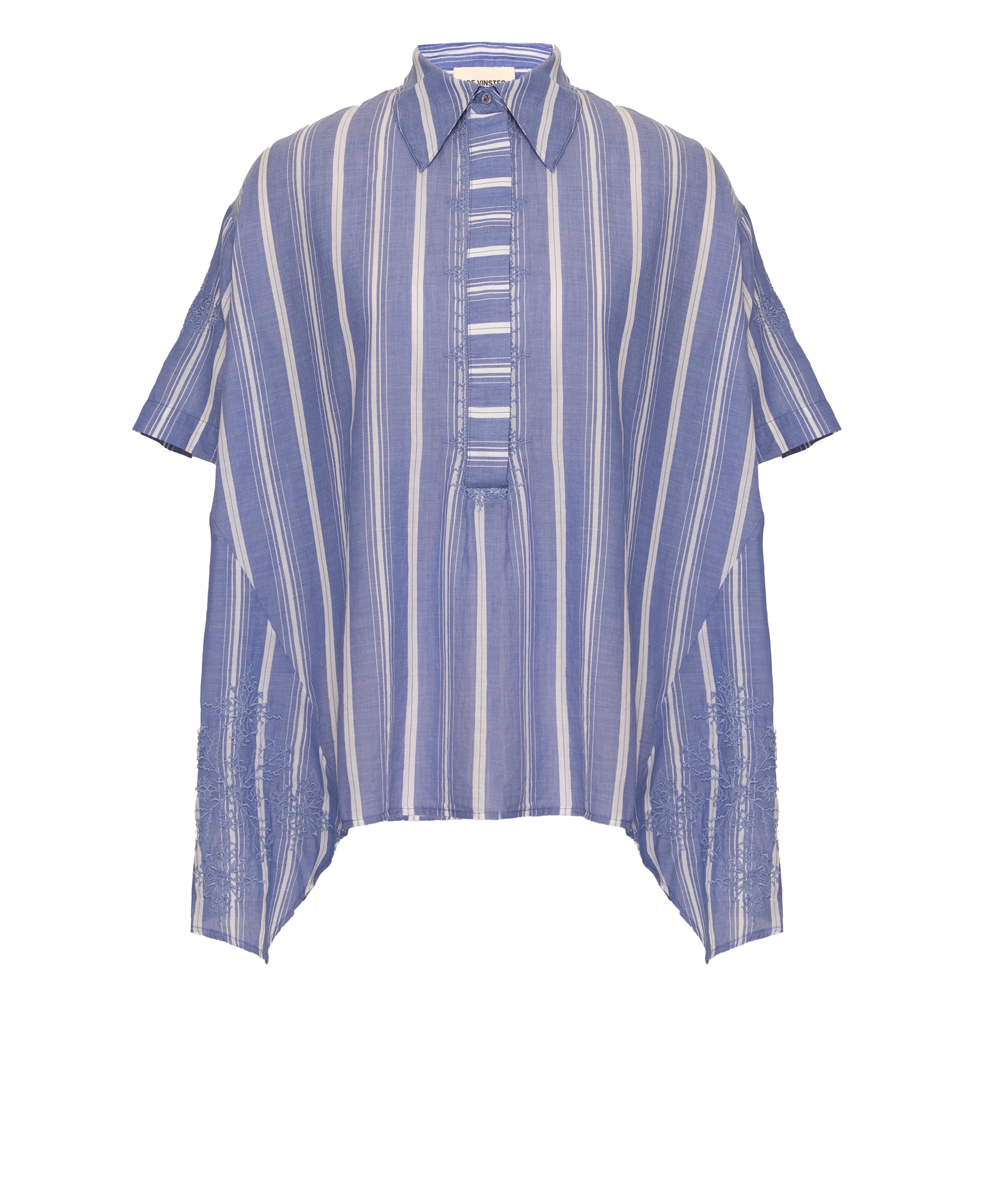 Chemise à rayures bleue brodée BRASILIA