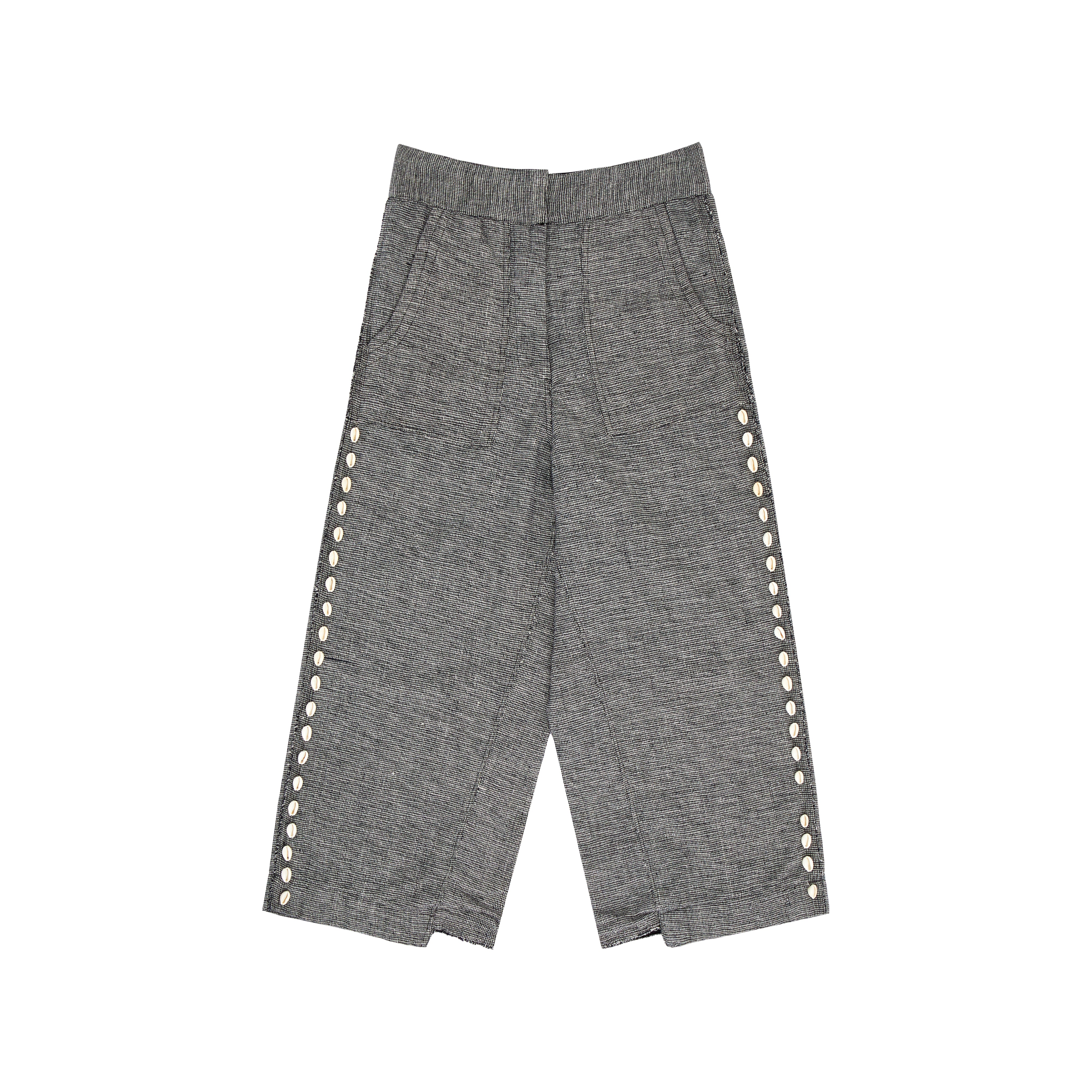 Black Cotton Pants with Cowrie Shells