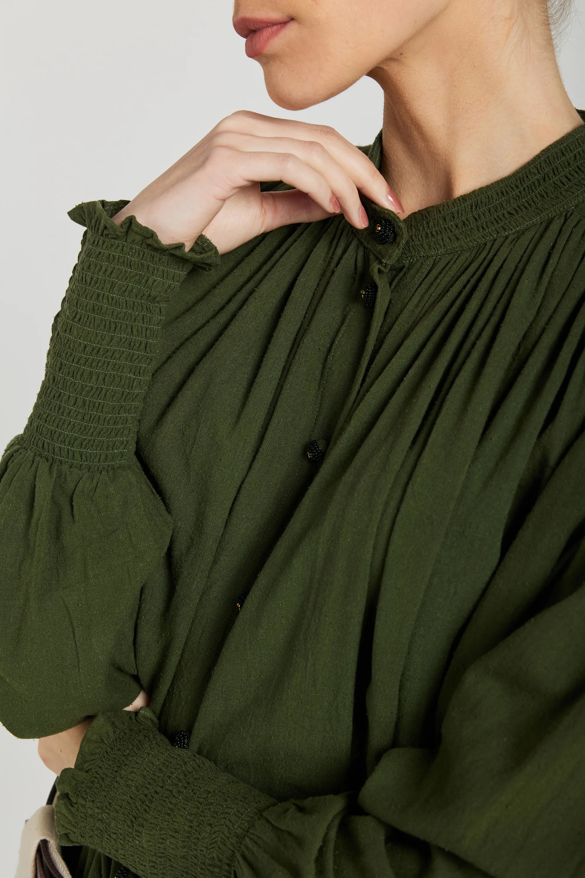 chemise v de vinster olive verte