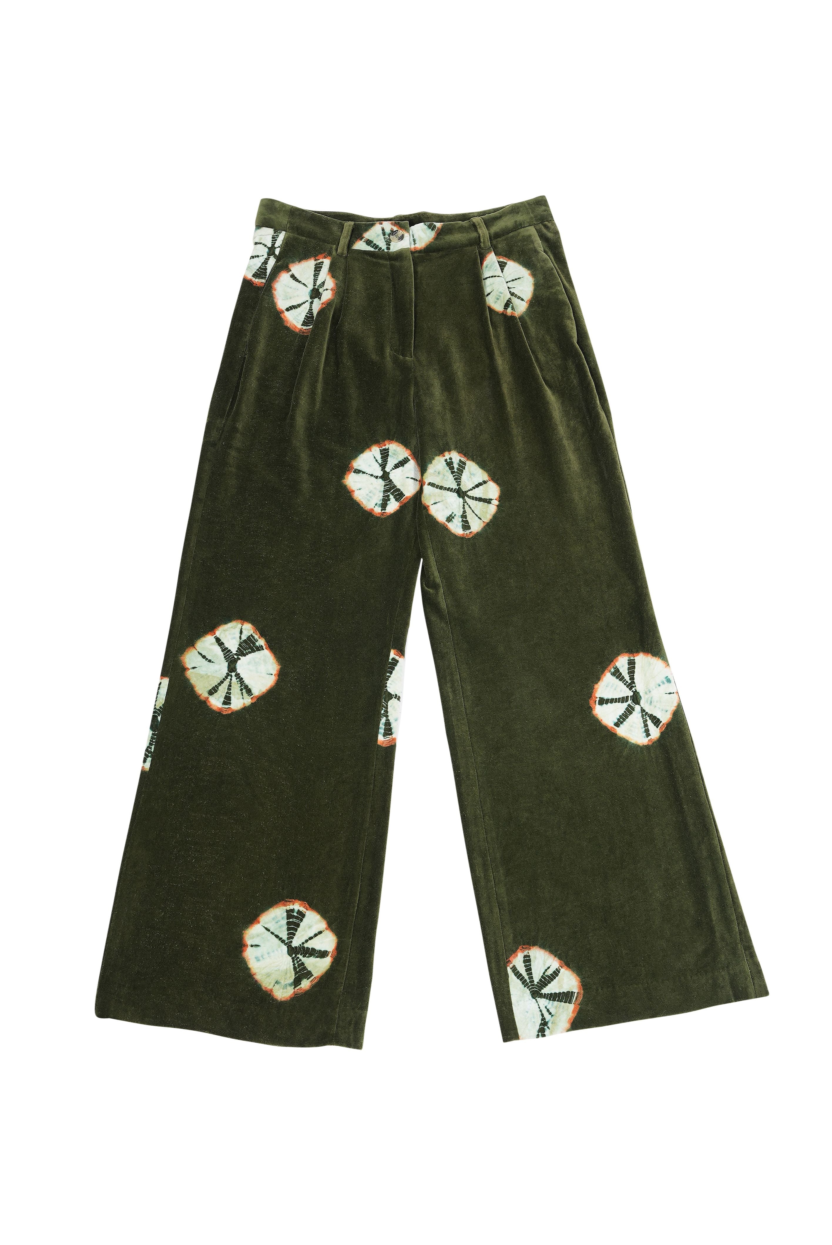 Pantalon en velours kaki tie and dye CHARM