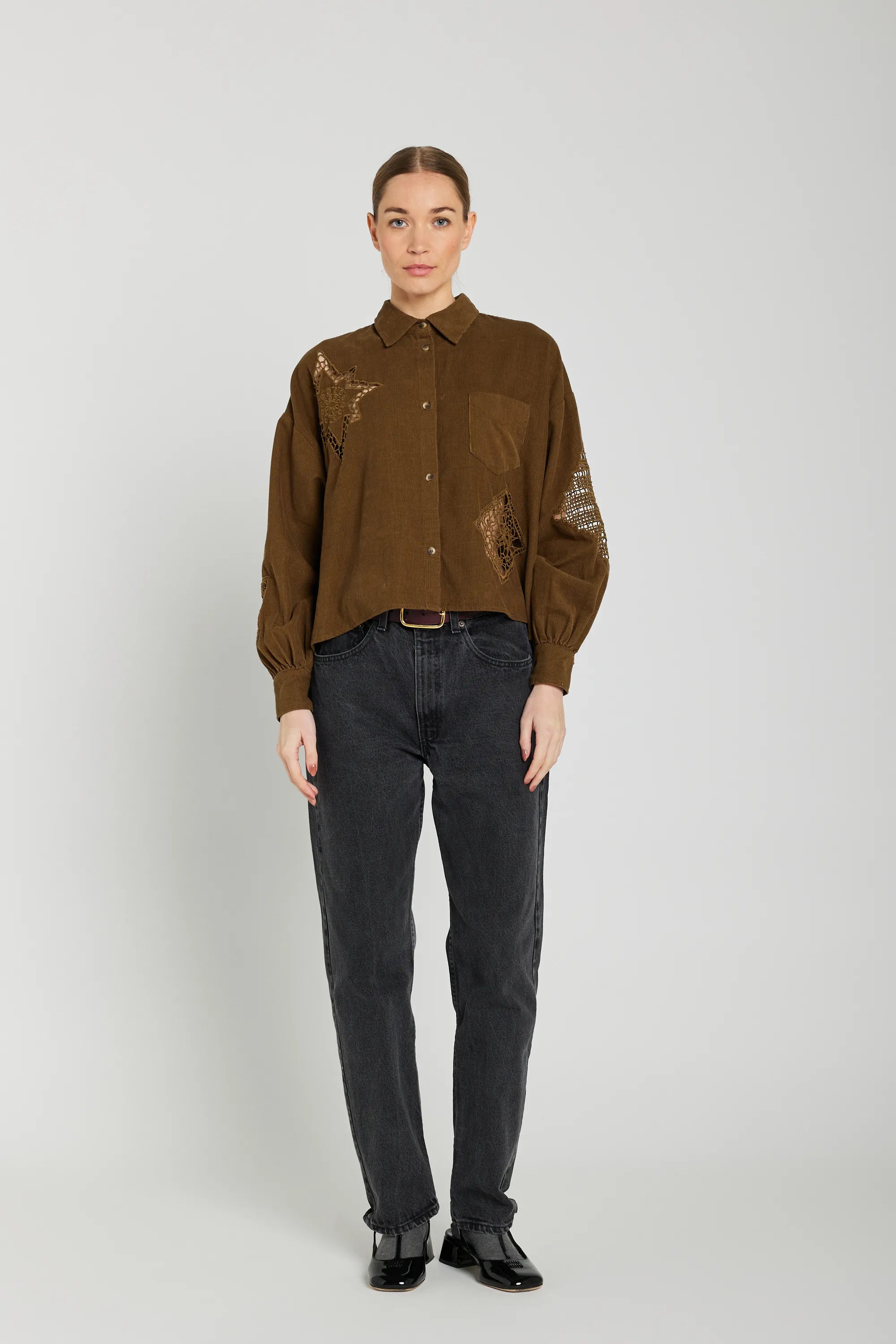 CIANA brown openwork shirt