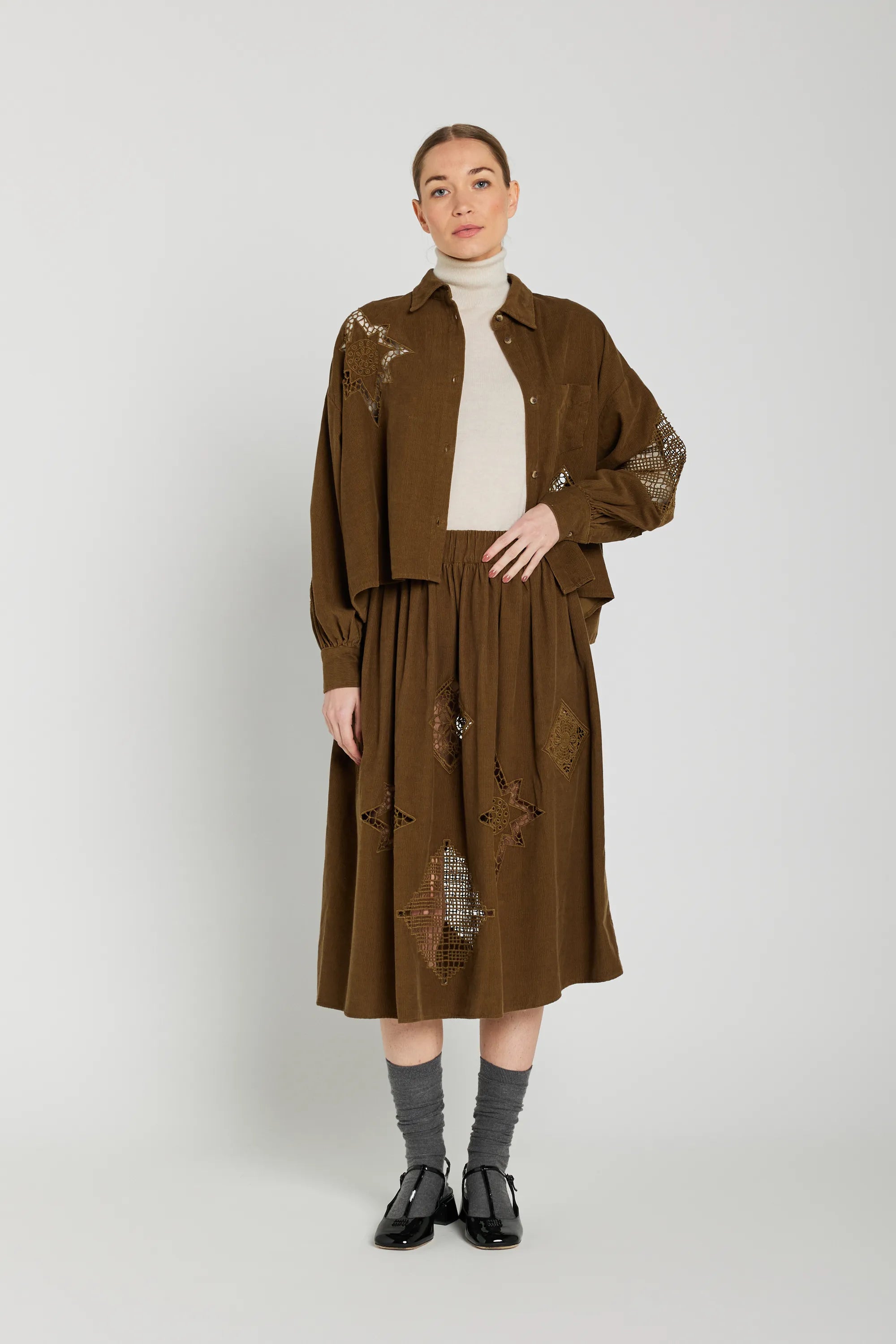 CIANA brown openwork shirt