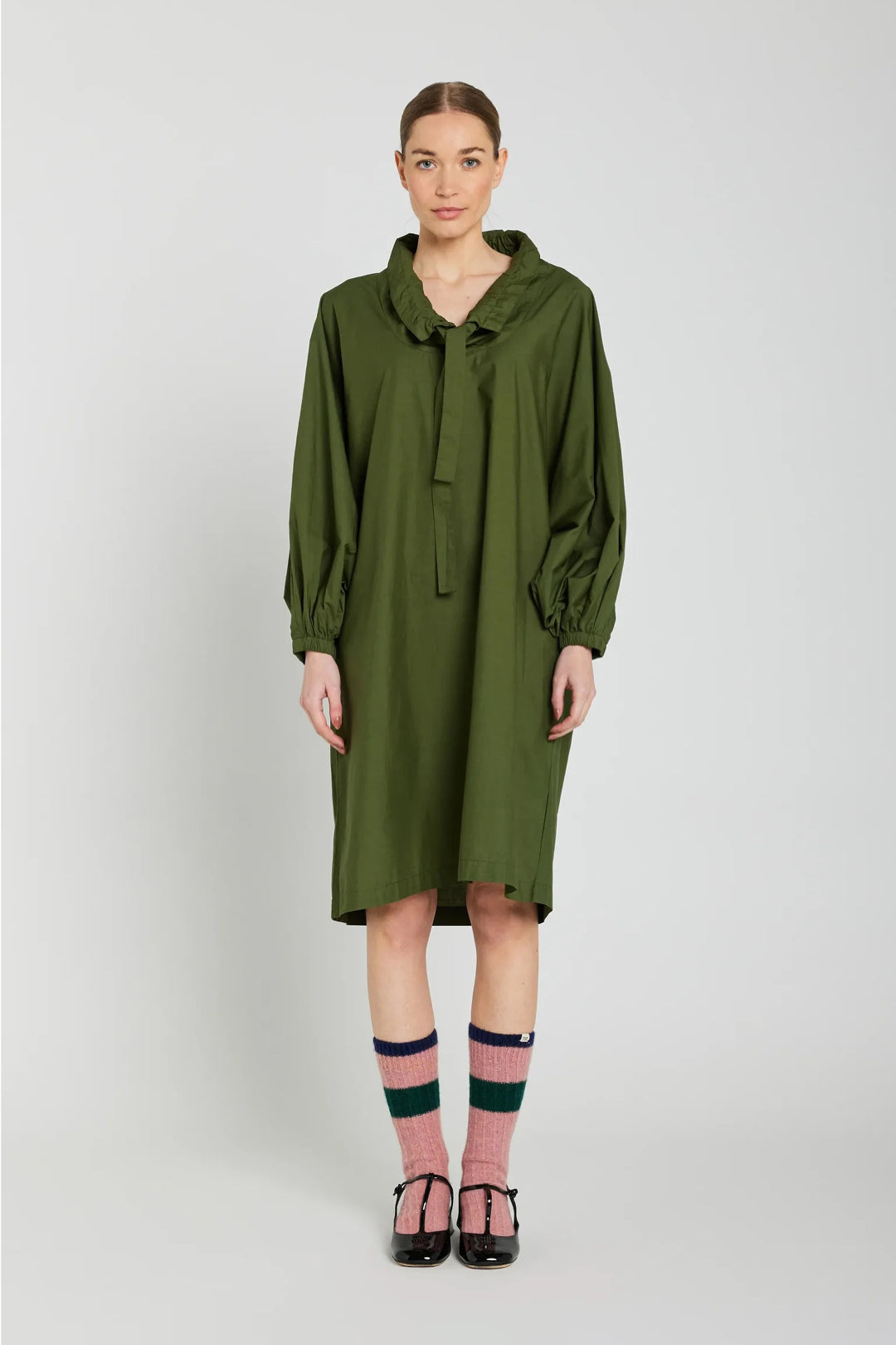 CLARA short olive dress