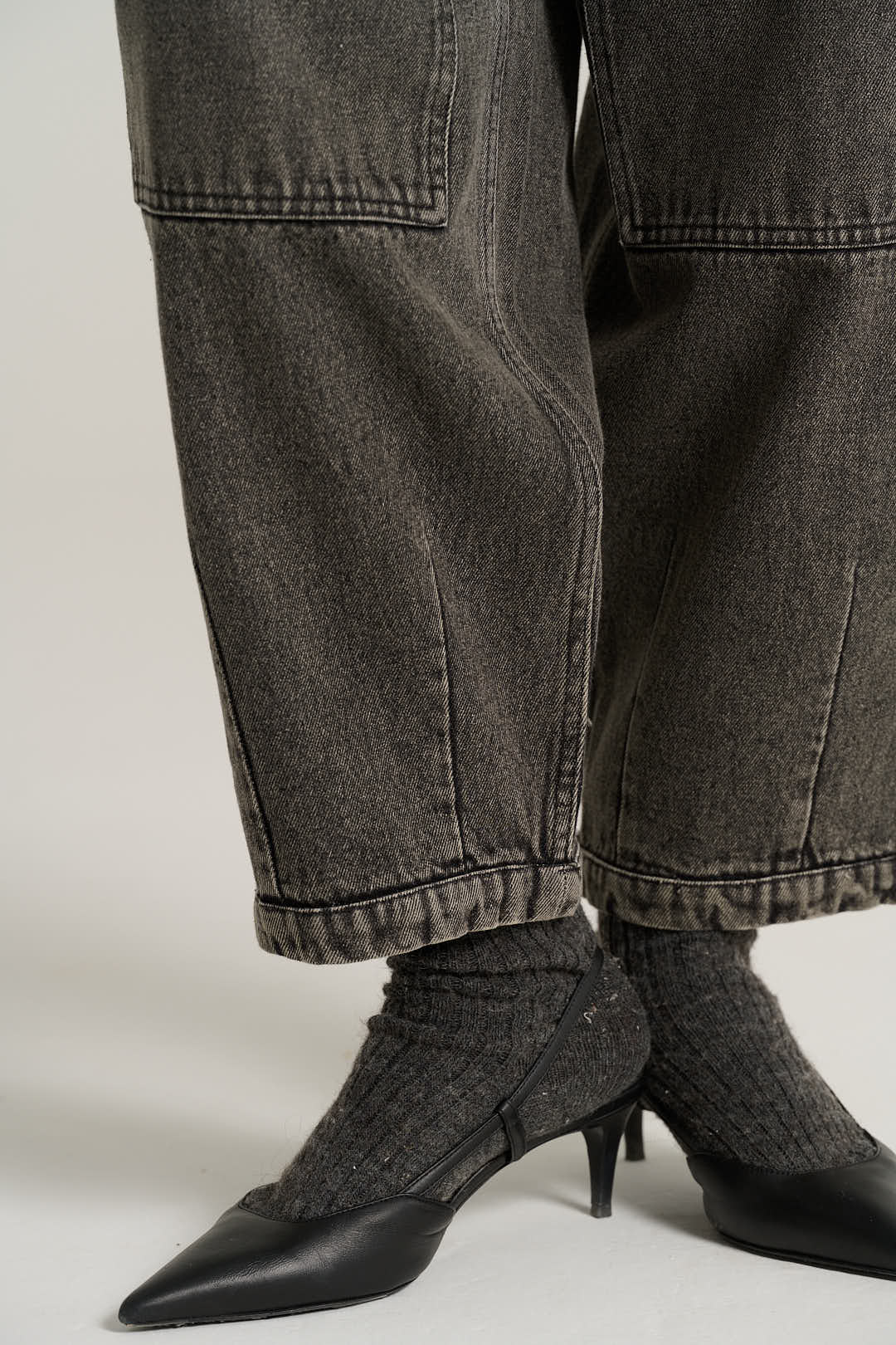 EMILED Washed Black Denim Trousers