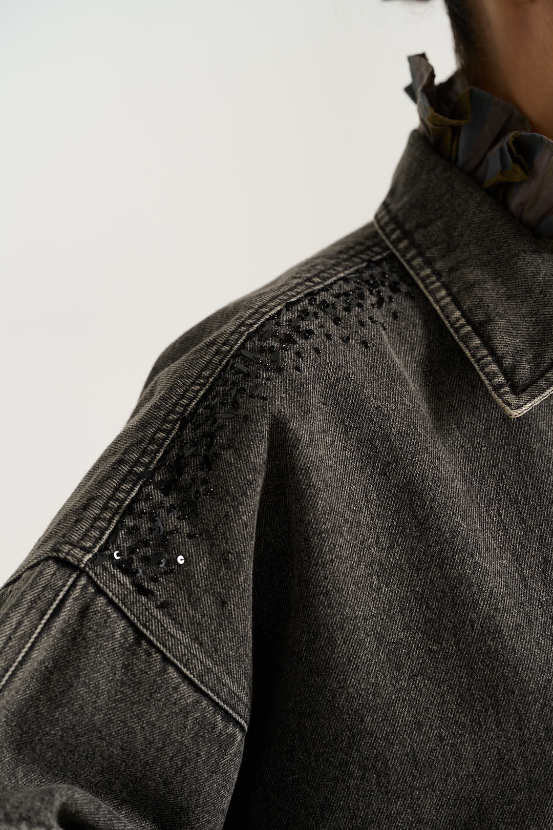 EMILE Black Denim Short-Sleeved Jacket