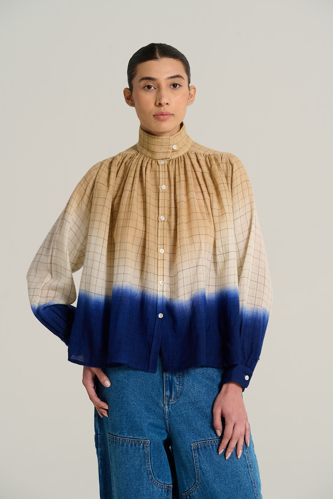 MARIUS indigo tie-dye blouse