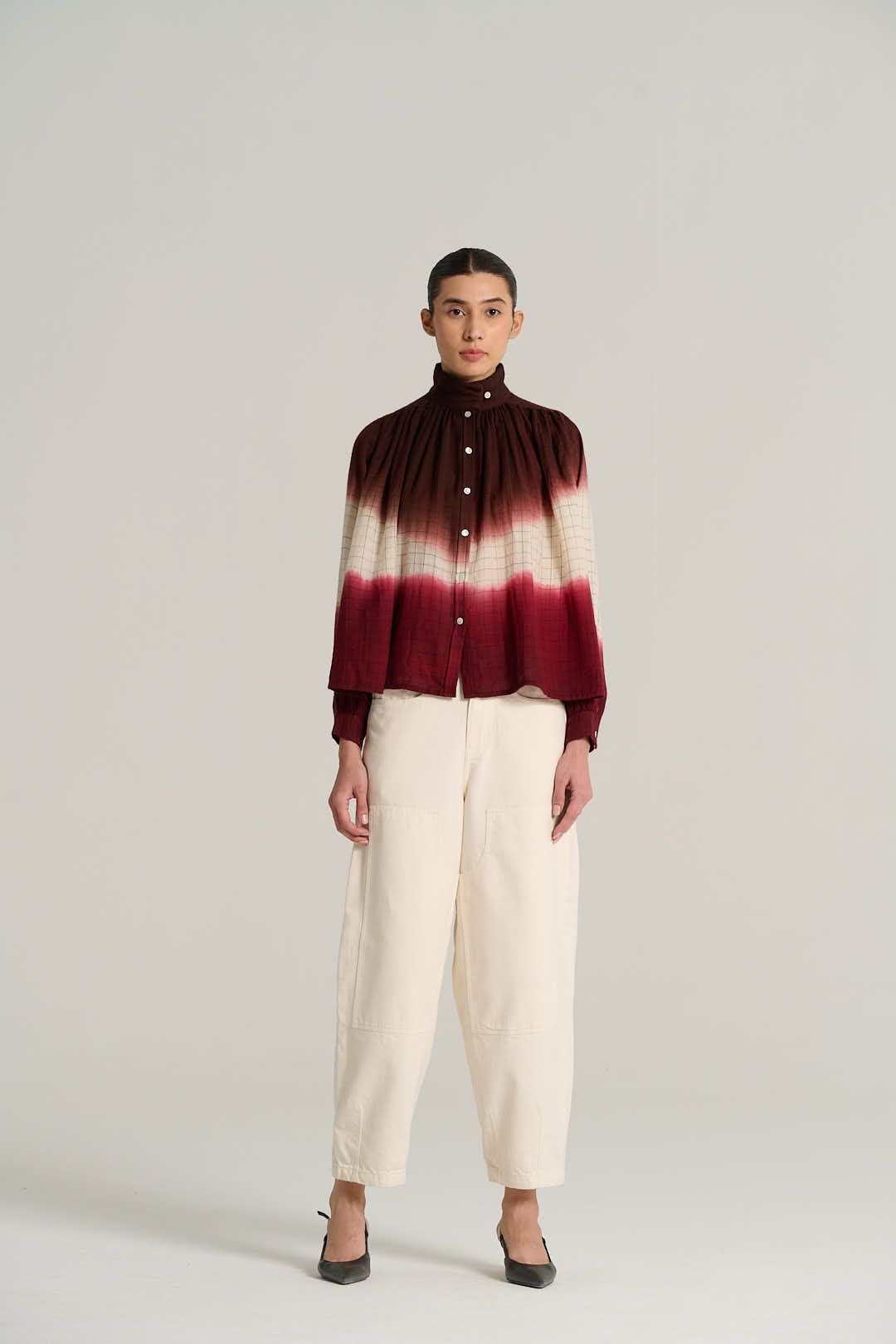 MARIUS burgundy tie-dye blouse