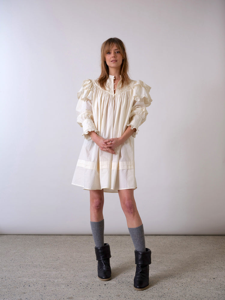 Chloé white ruffled short dress