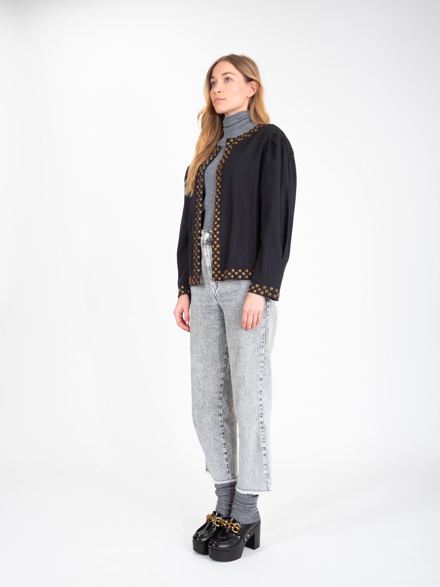 Black jacket with gold BLING sequins