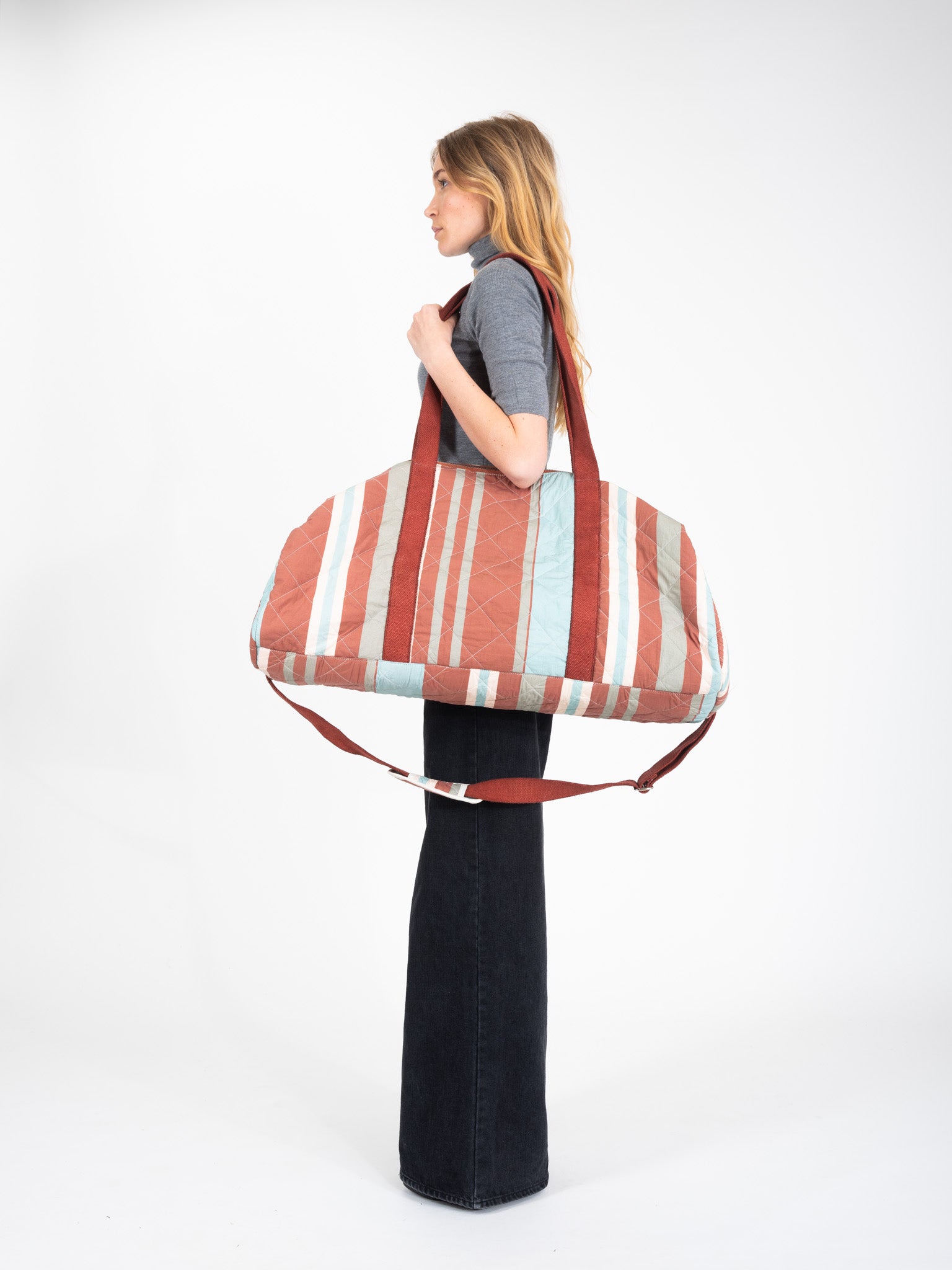 HAPPY Blue Striped Travel Bag