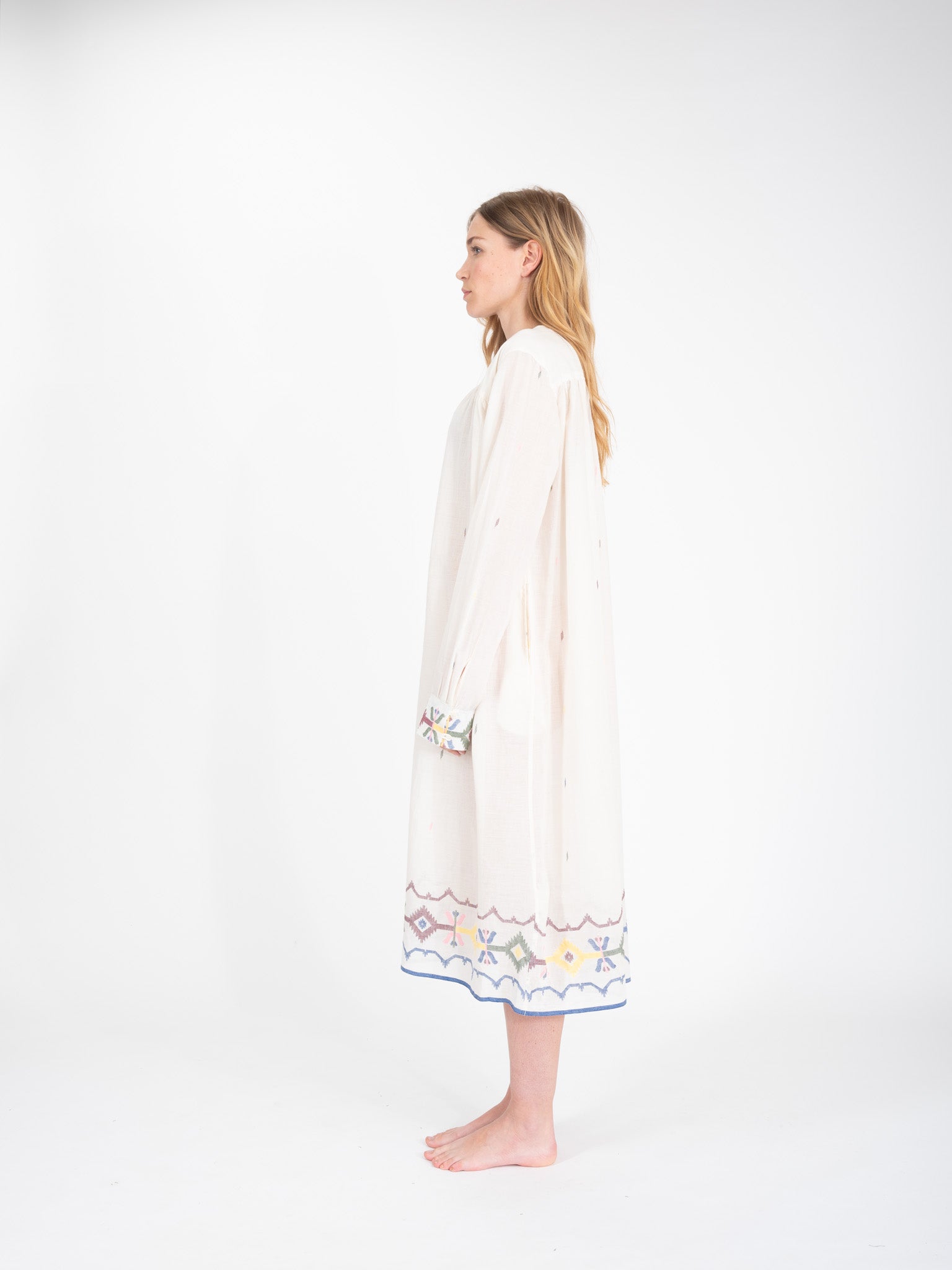 Robe longue en voile de coton brodé Jamdeni