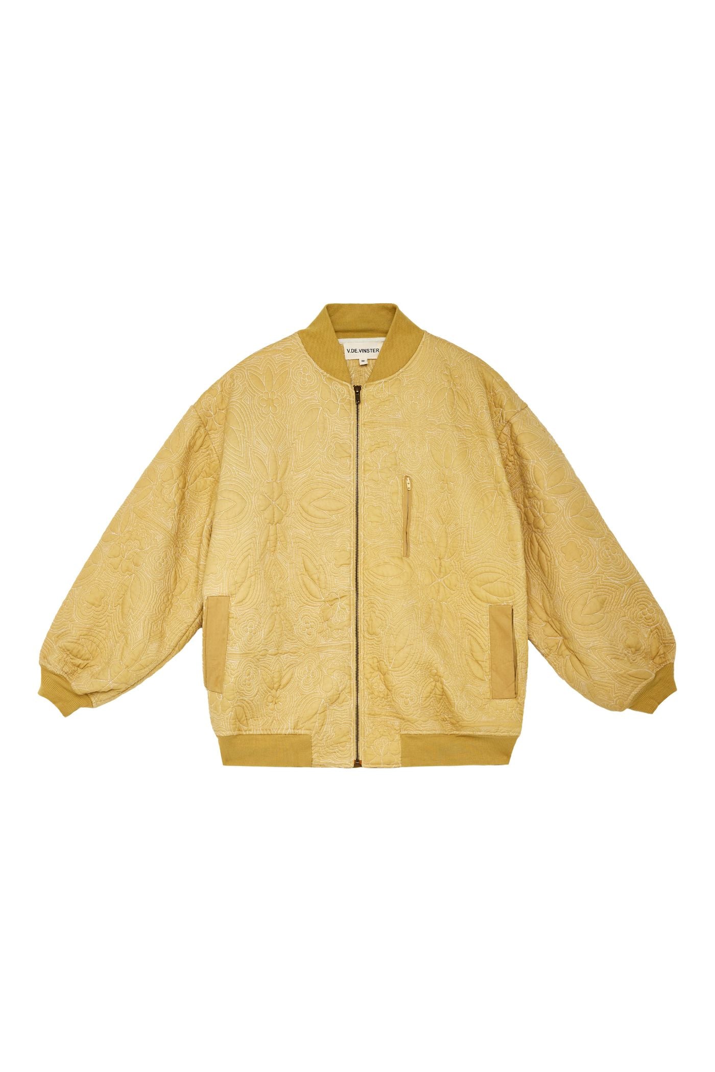 Flowers sand quilted cotton bomber jacket
