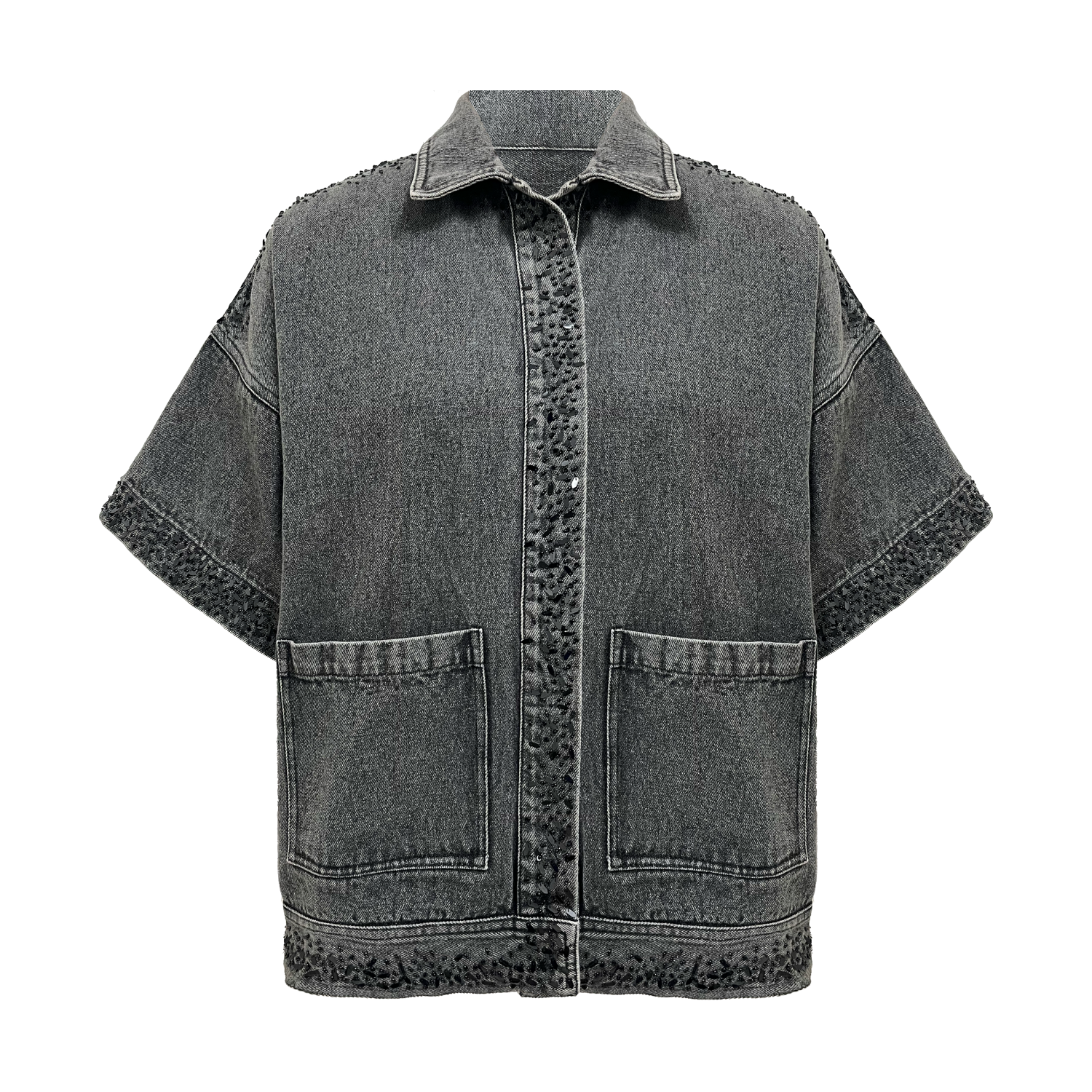 EMILE Black Denim Short-Sleeved Jacket