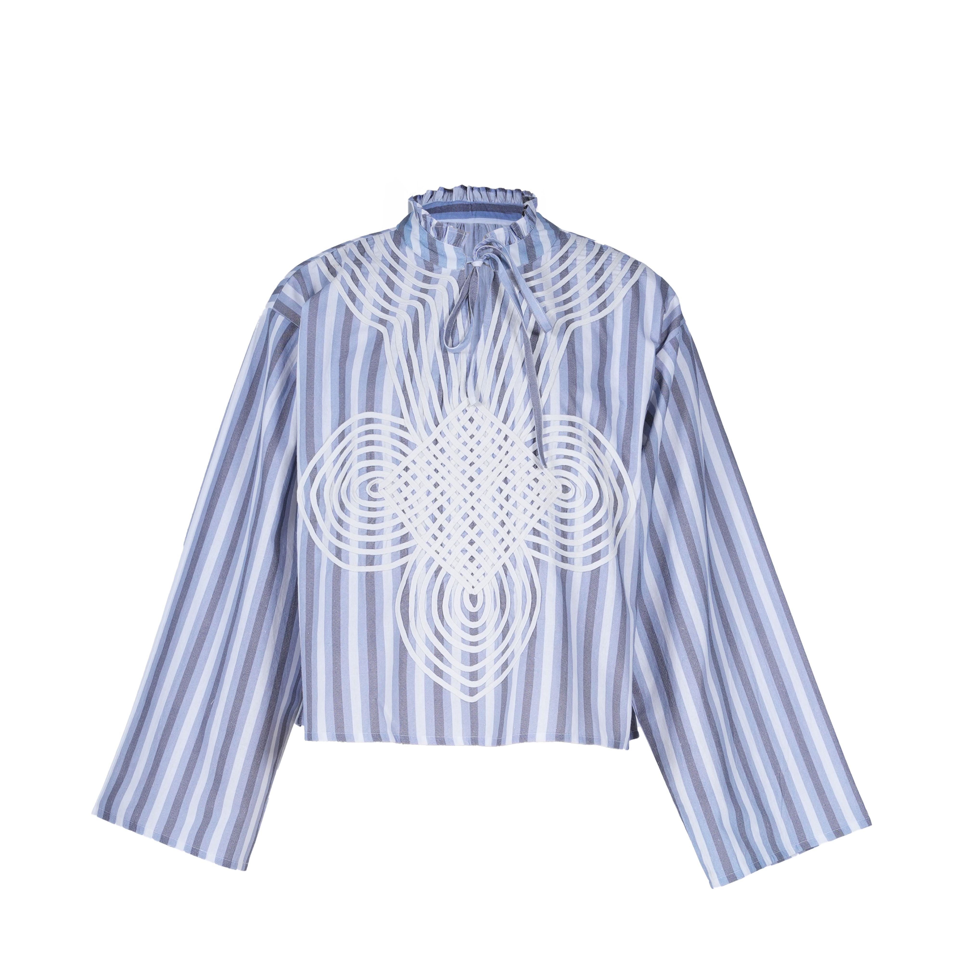 GANGA embroidered striped blouse