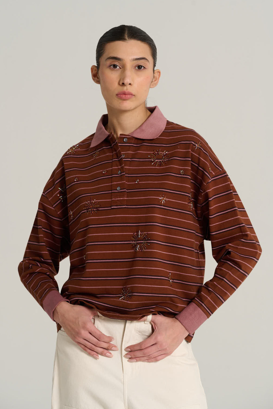 Polo rayé terracotta HENRI