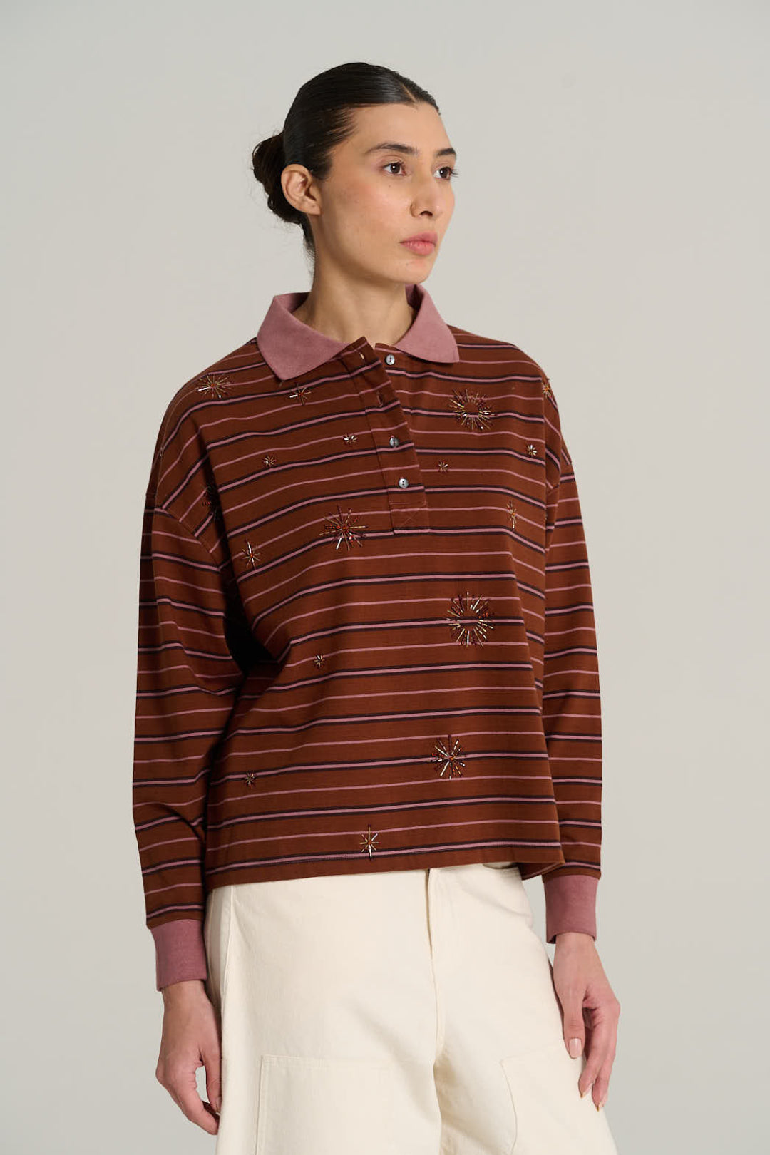 Polo rayé terracotta HENRI