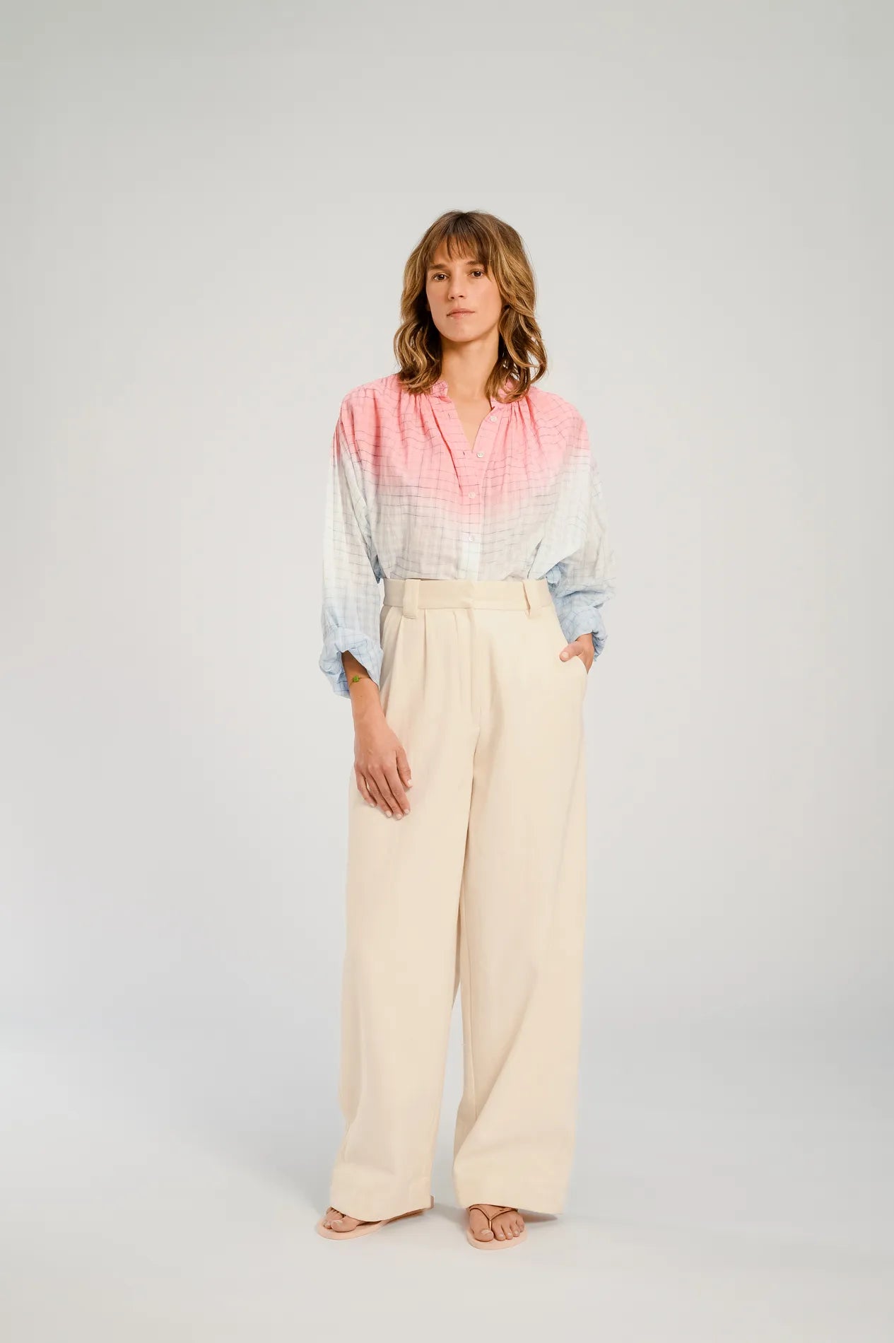 BLOUSE PINK BLUE TIE AND DYE HIMI V DE VINSTER