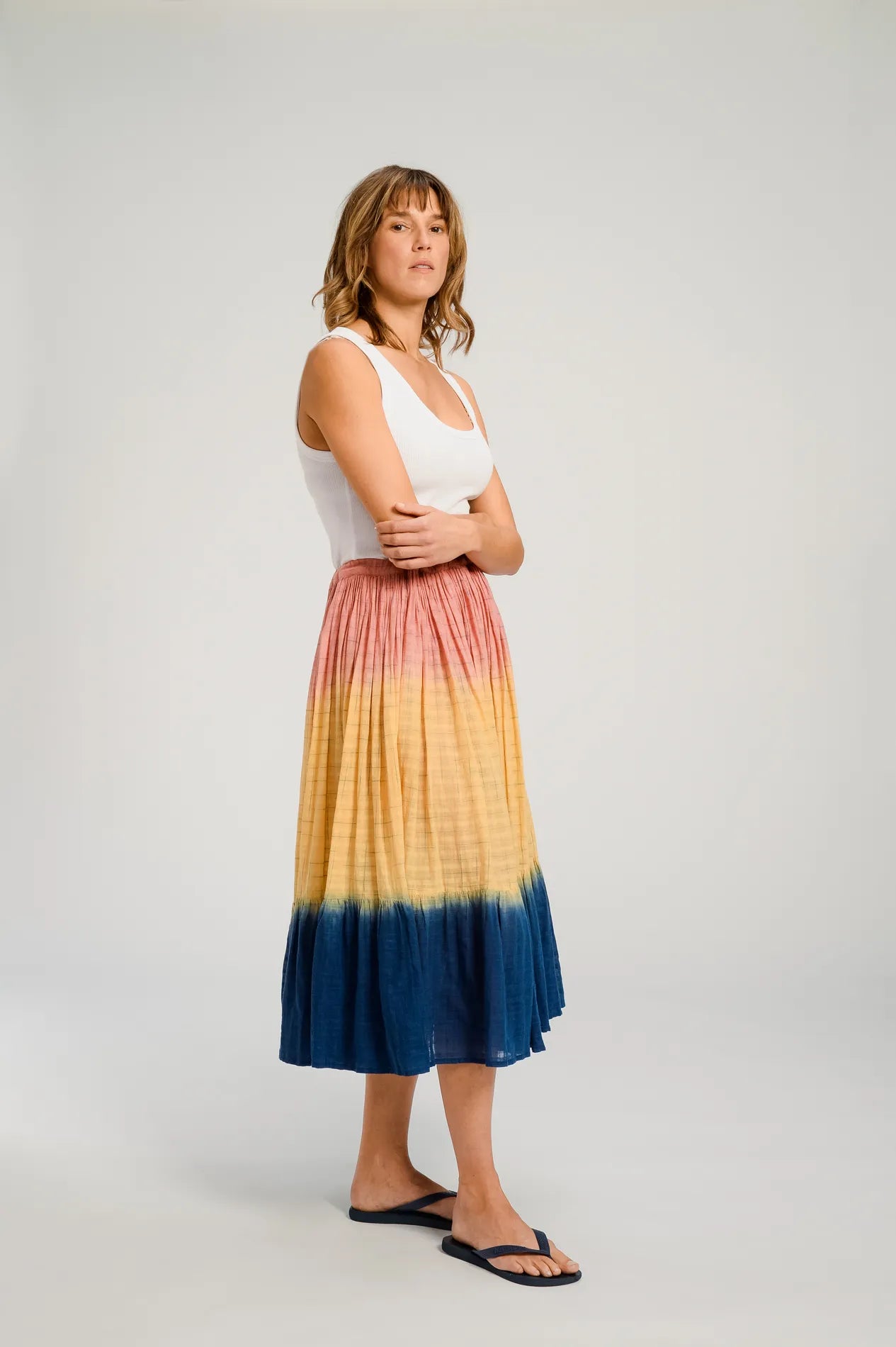 V DE VINSTER HIMI YELLOW PINK BLUE SKIRT
