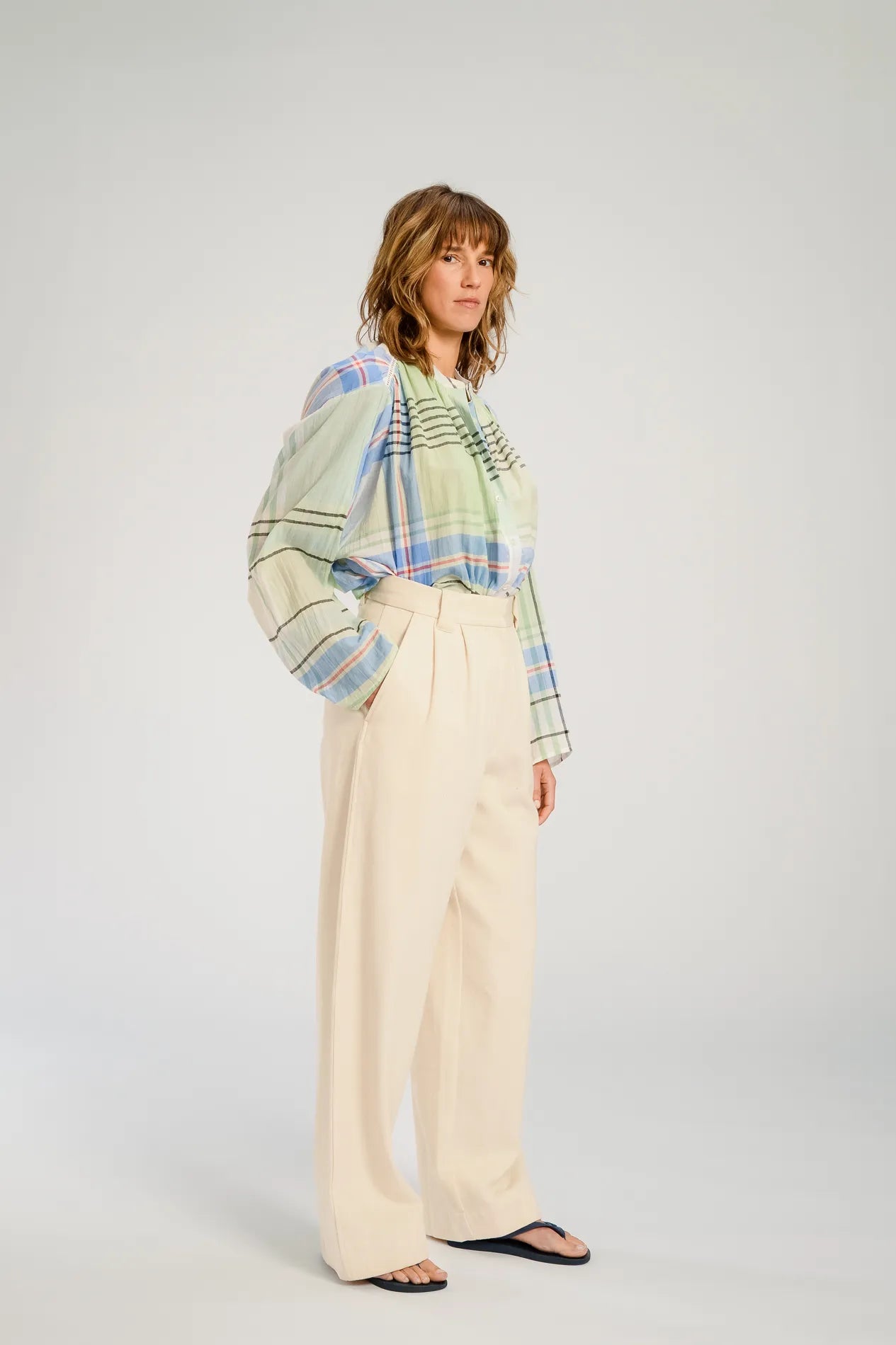 BLOUSE TARTAN HOKKAIDO BLEU V DE VINSTER