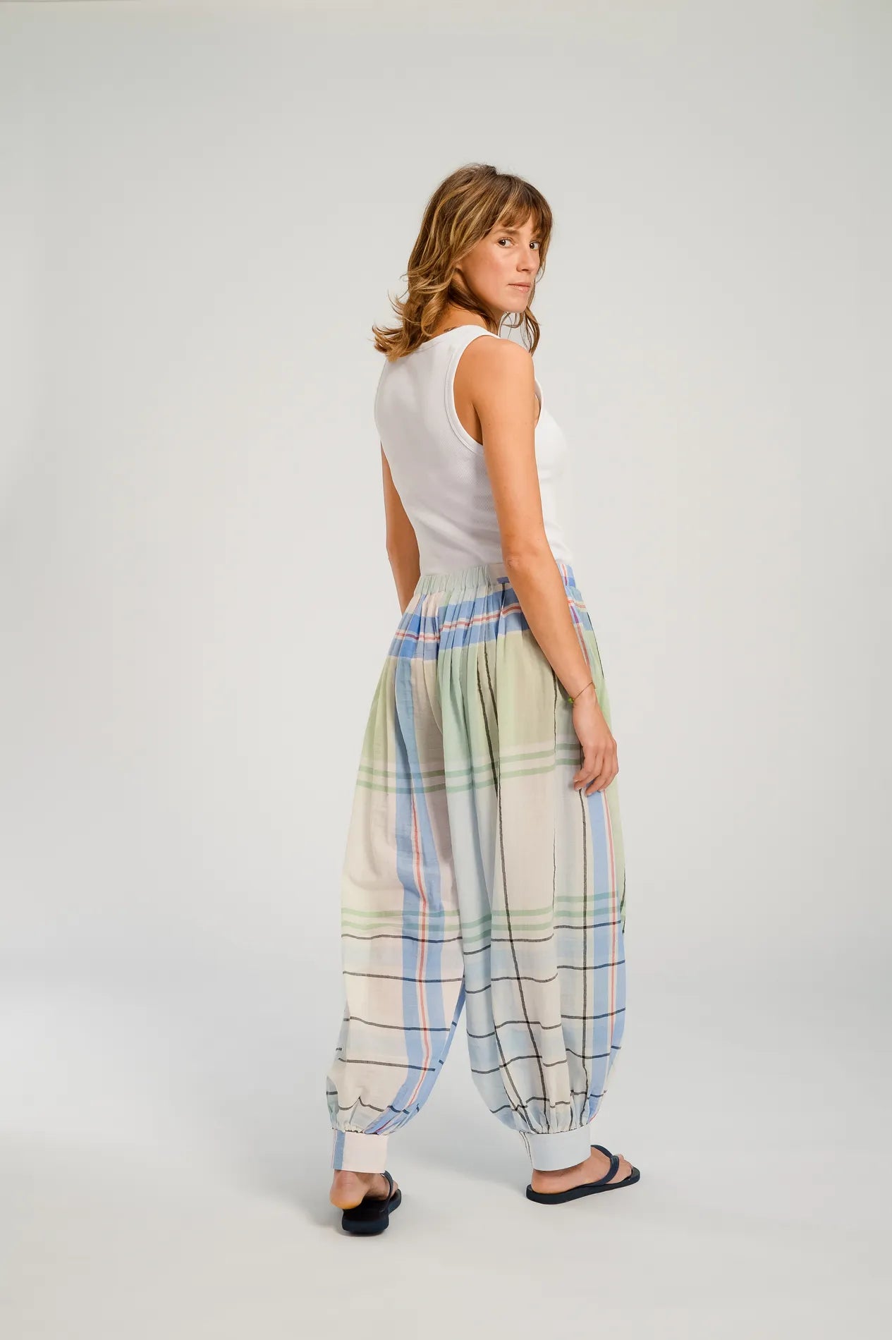 V DE VINSTER BLEU VERT HOKKAIDO PANTALON