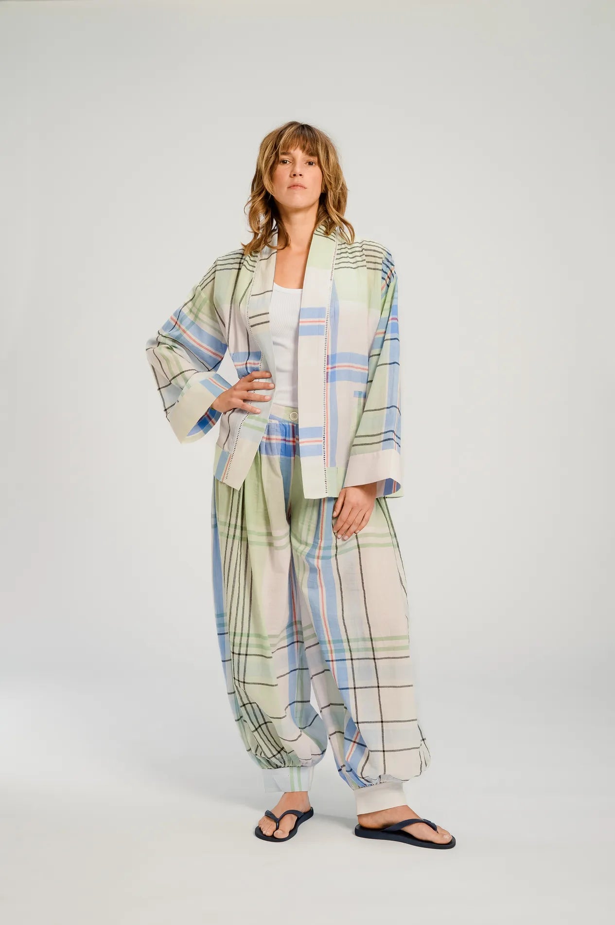 V DE VINSTER BLEU VERT HOKKAIDO PANTALON