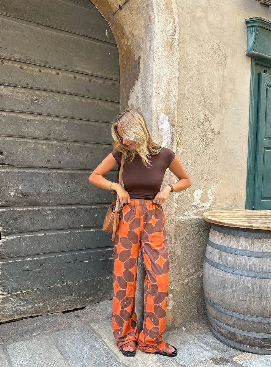 Pantalon tie and dye orangé brodé Cramp