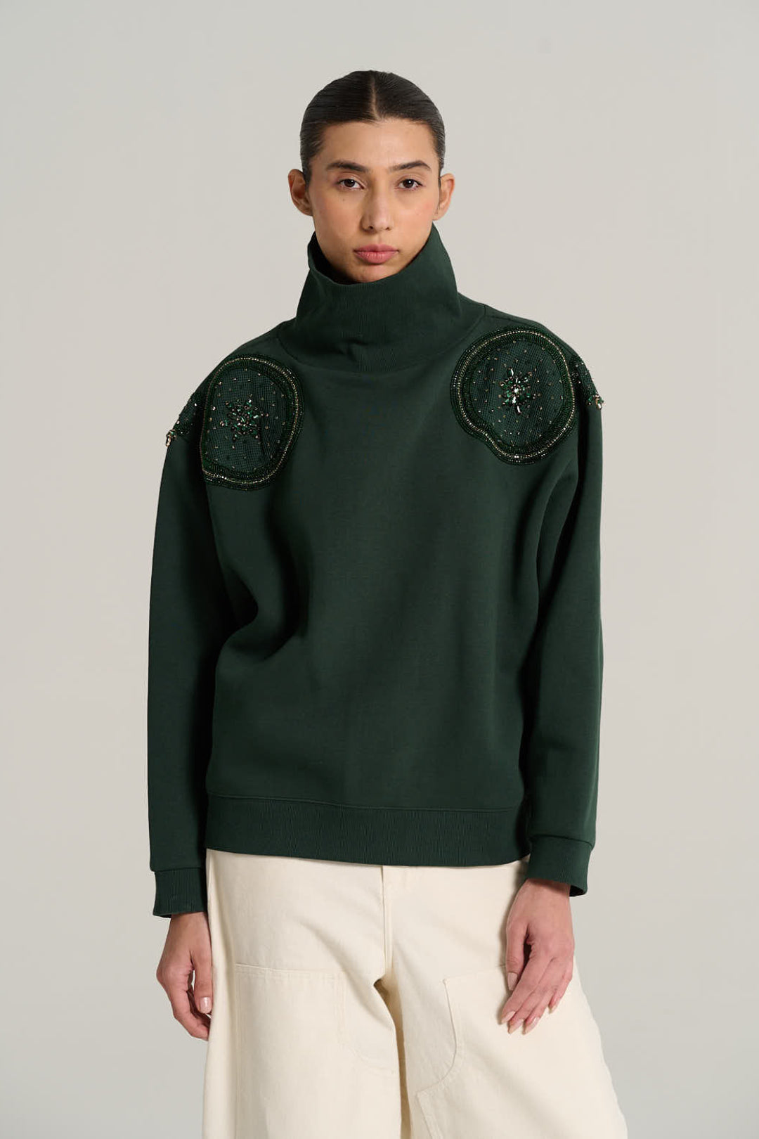 Forest green turtleneck sweater JACQUES