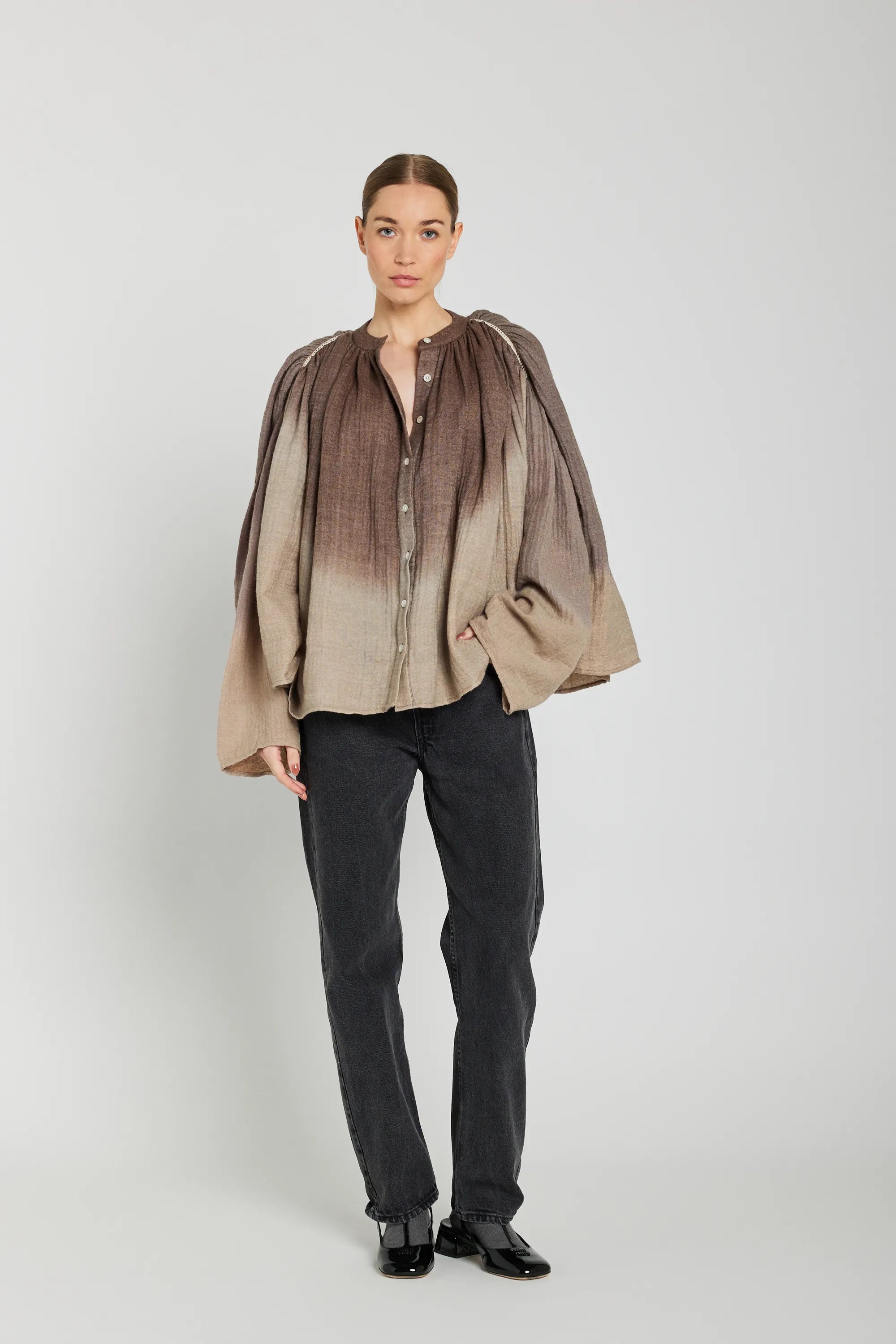 MALO brown tie-dye shirt