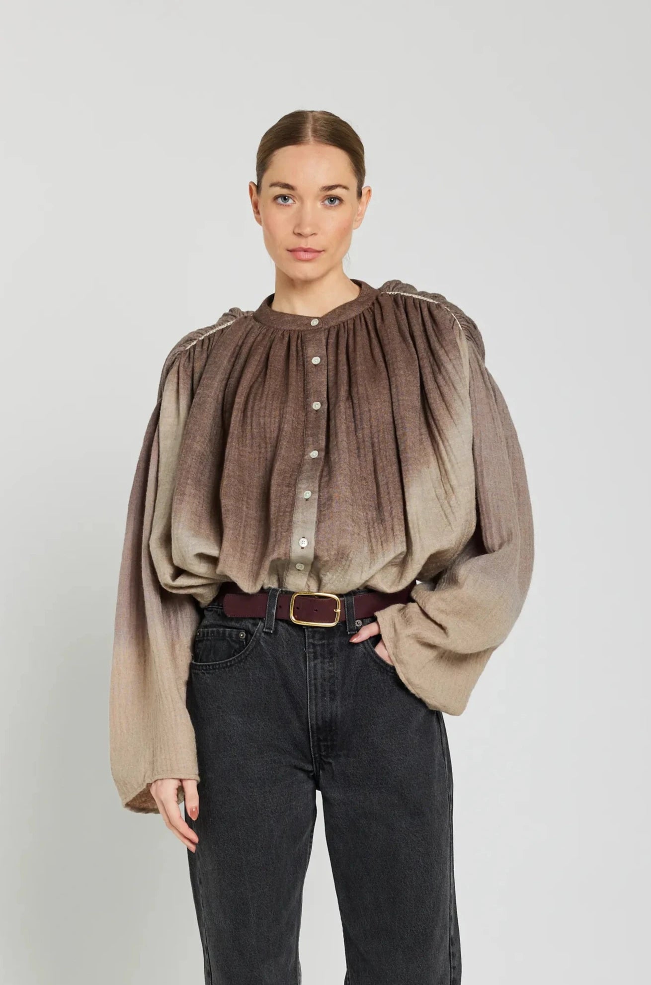 MALO brown tie-dye shirt