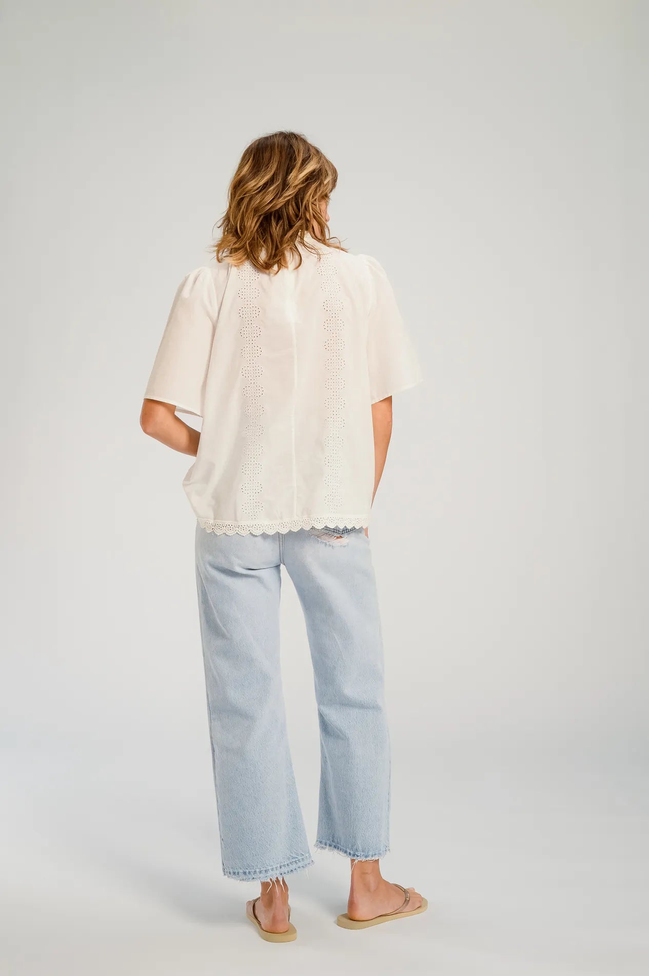 V DE VINSTER JEAN BLANC TOP DENTELLE