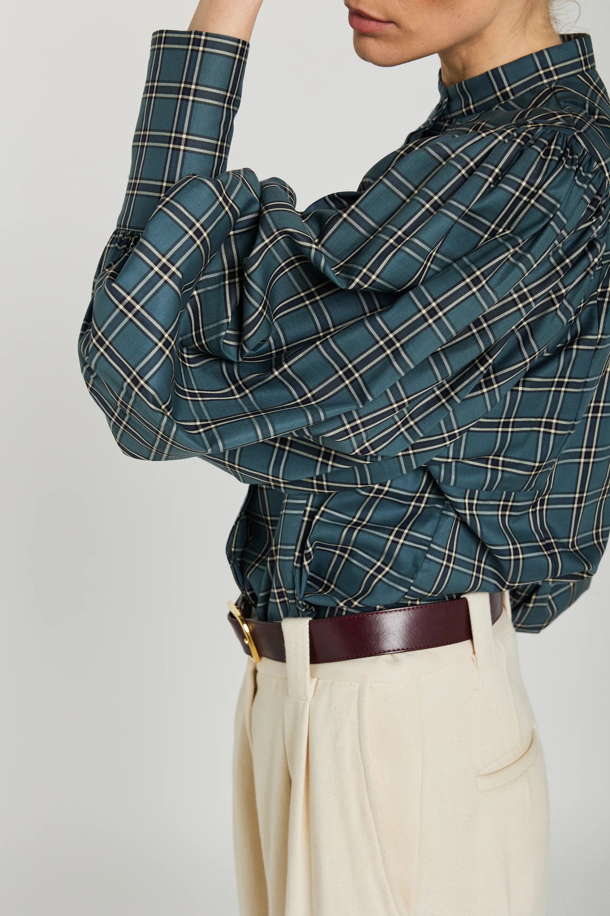MINDI blue tartan shirt
