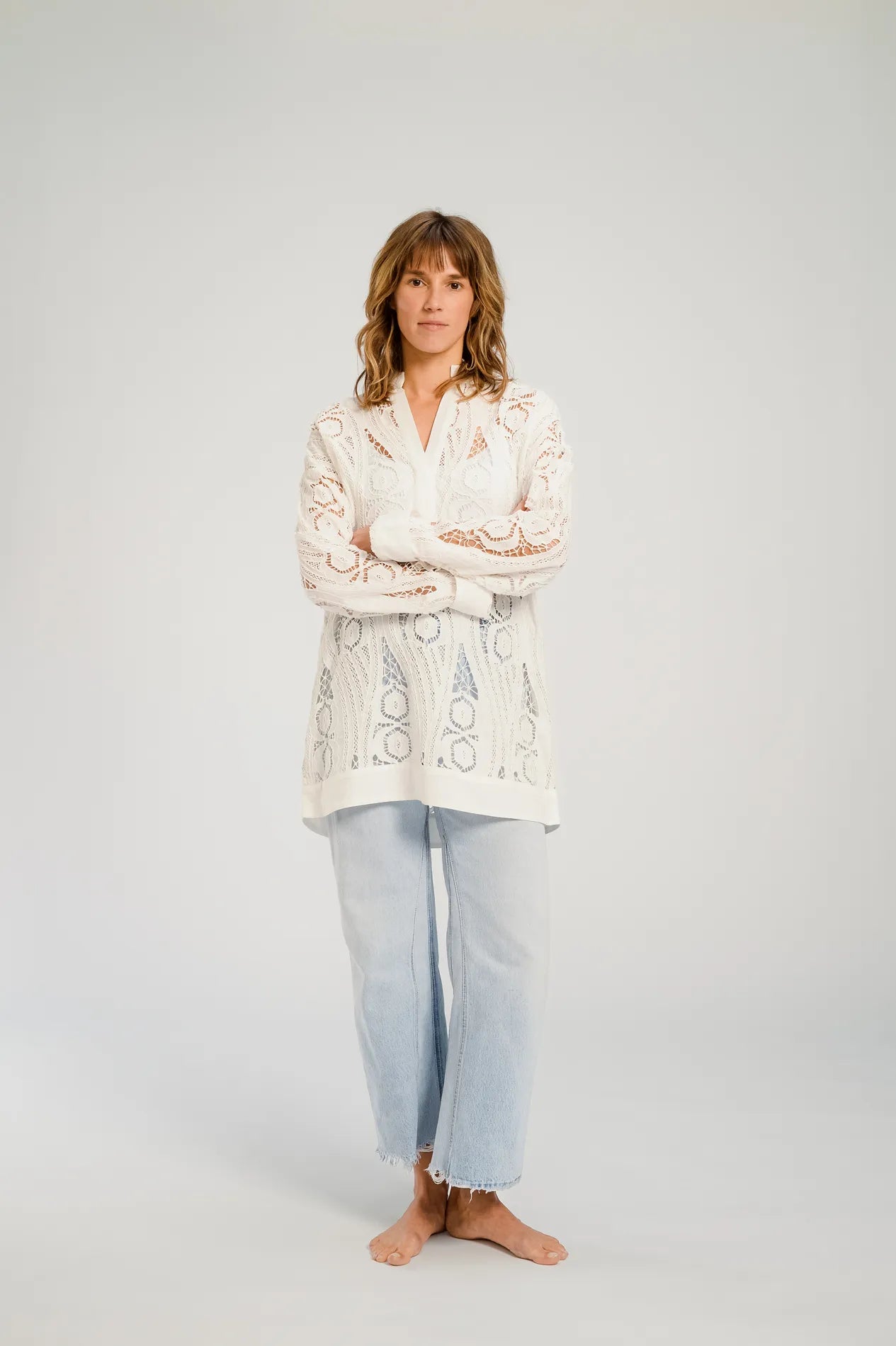 V DE VINSTER courte blanche dentelle Robe New York