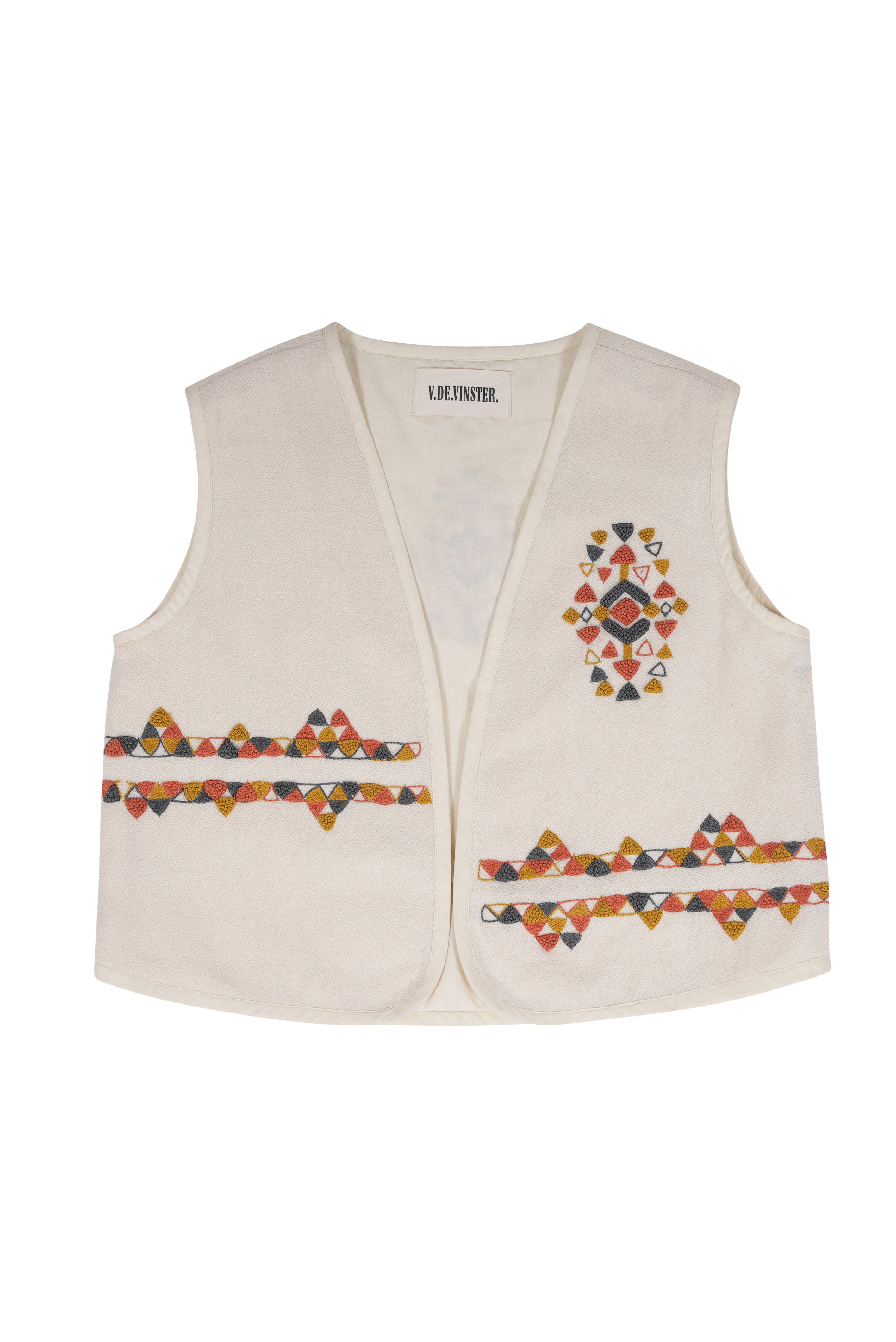 PLAYFUL embroidered white wool bolero