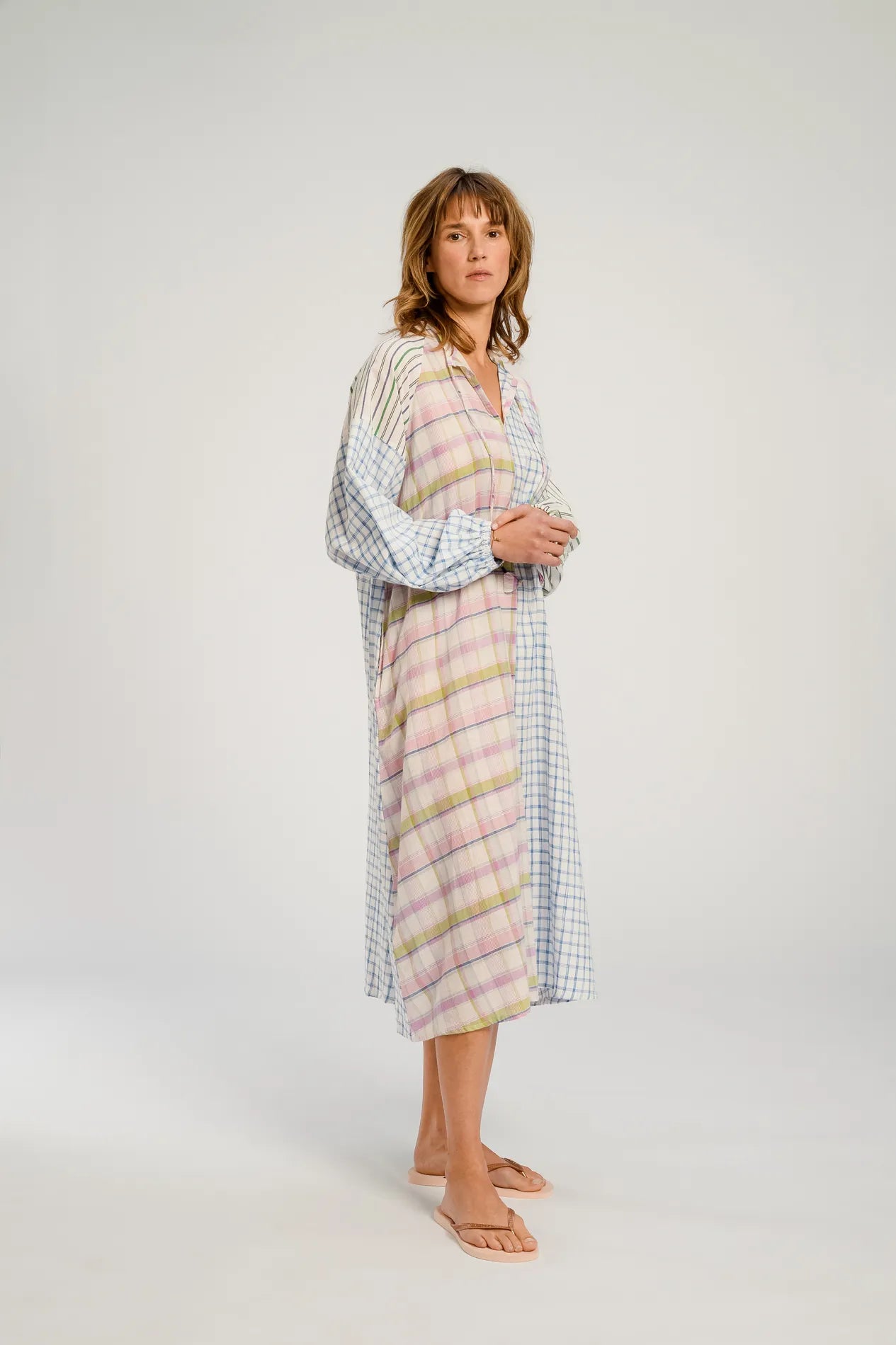 Robe longue patchwork rose PUSHKAR