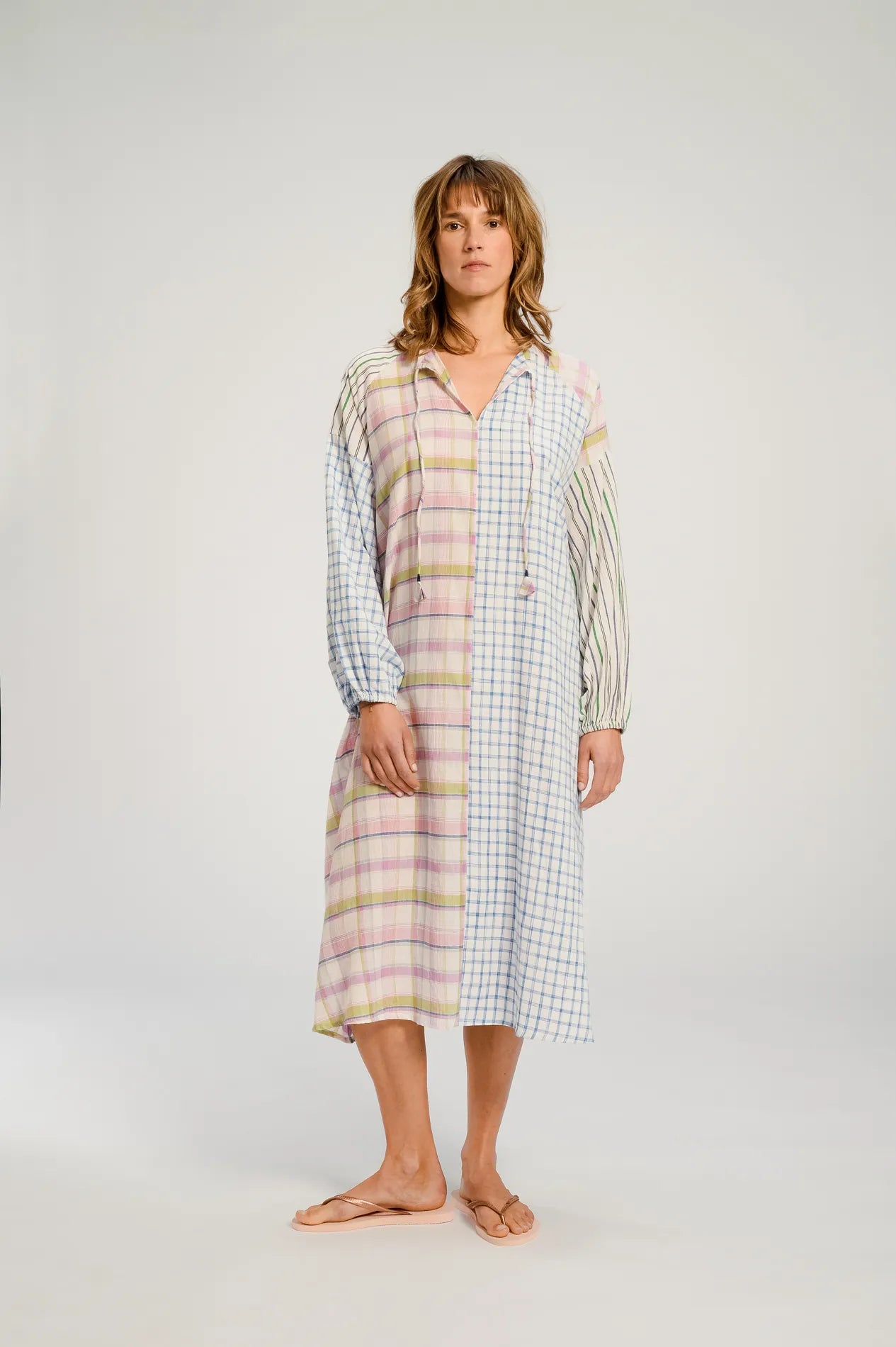 Robe longue patchwork rose PUSHKAR
