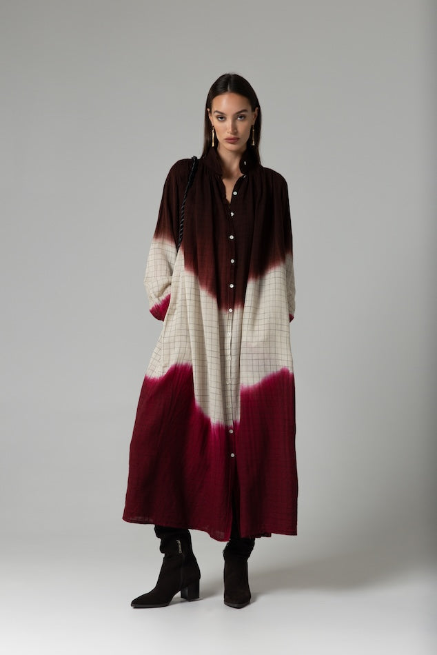 MARIUS burgundy tie-dye dress
