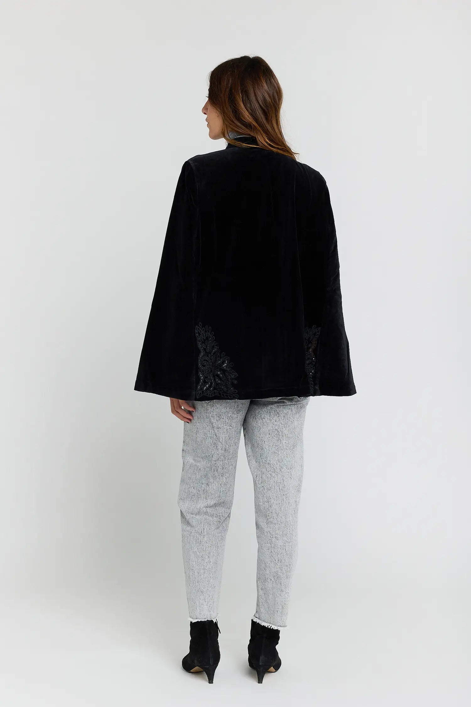 Cape en velours et dentelle noir LOVE