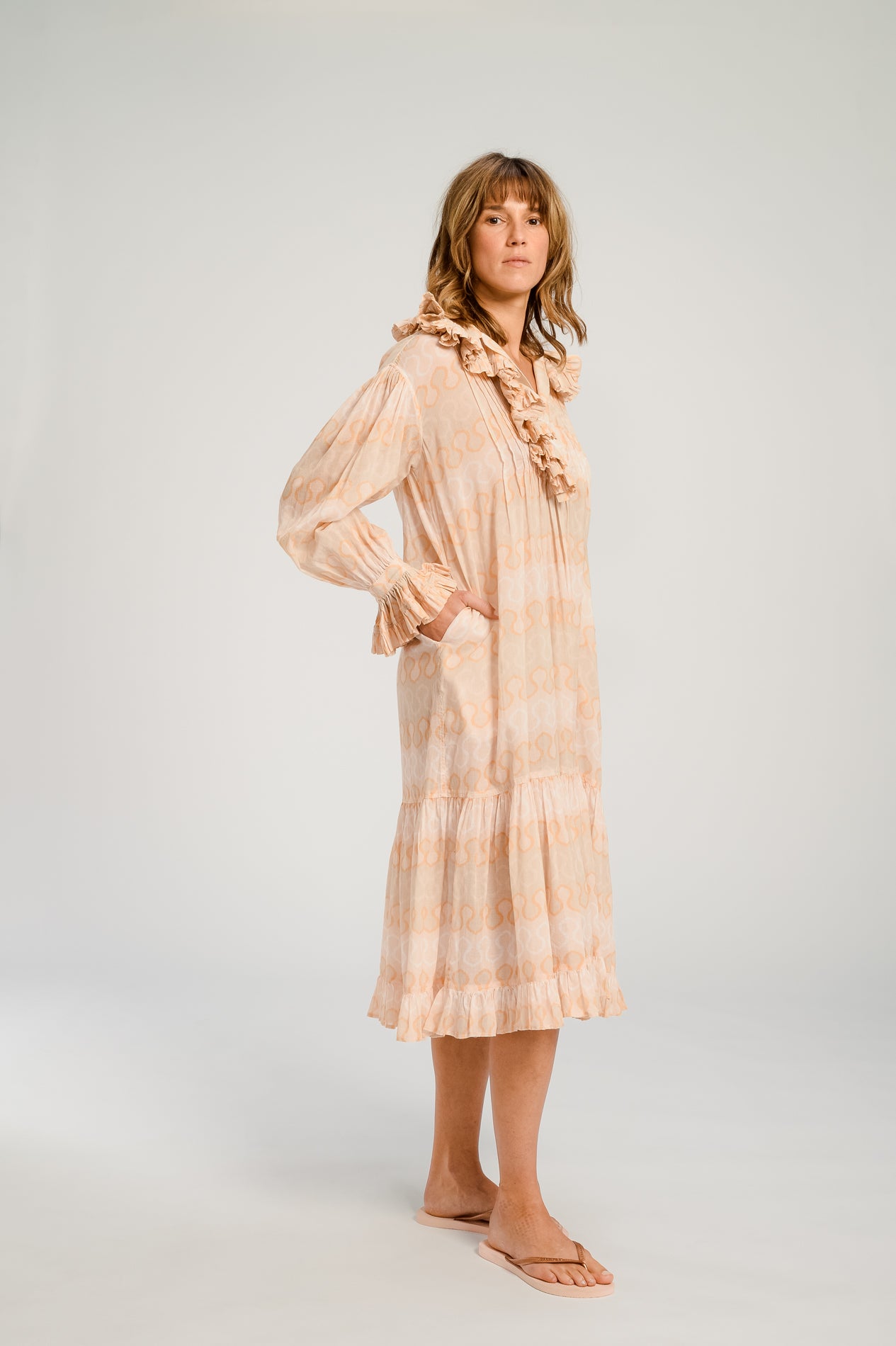 RIO printed cream dress