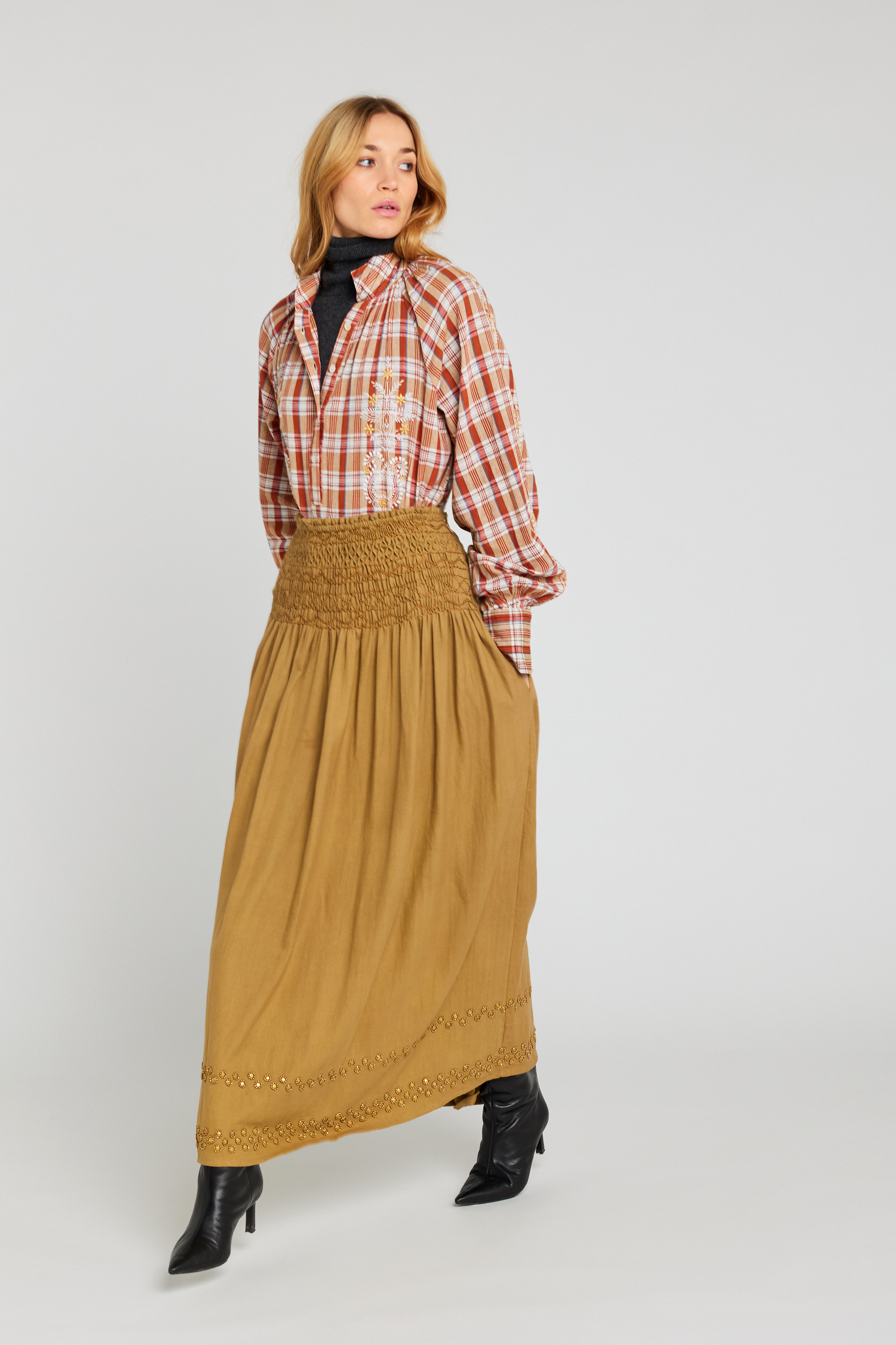 Jupe longue à sequins dorés BLING