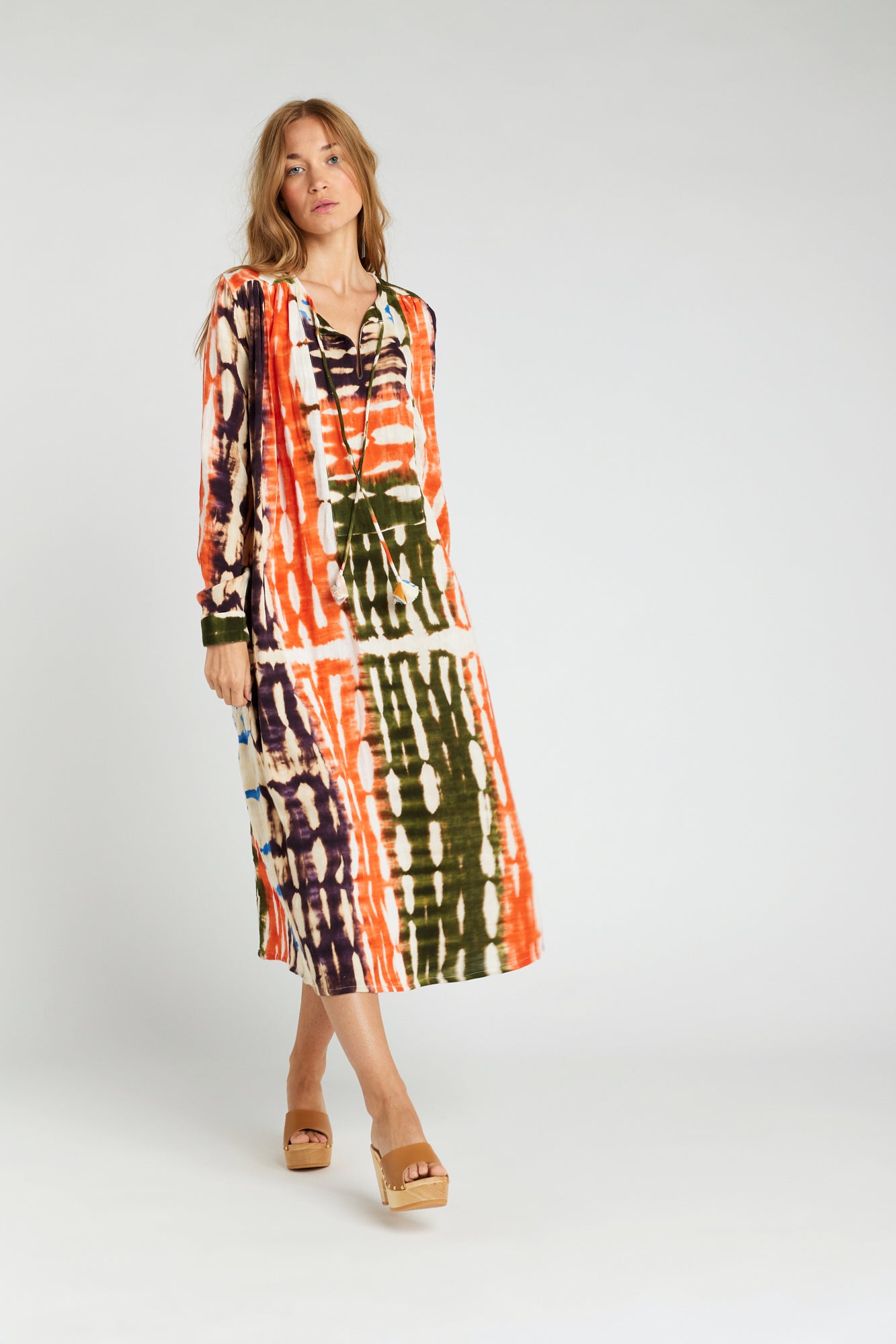 Orange Tie and Dye Long Dress