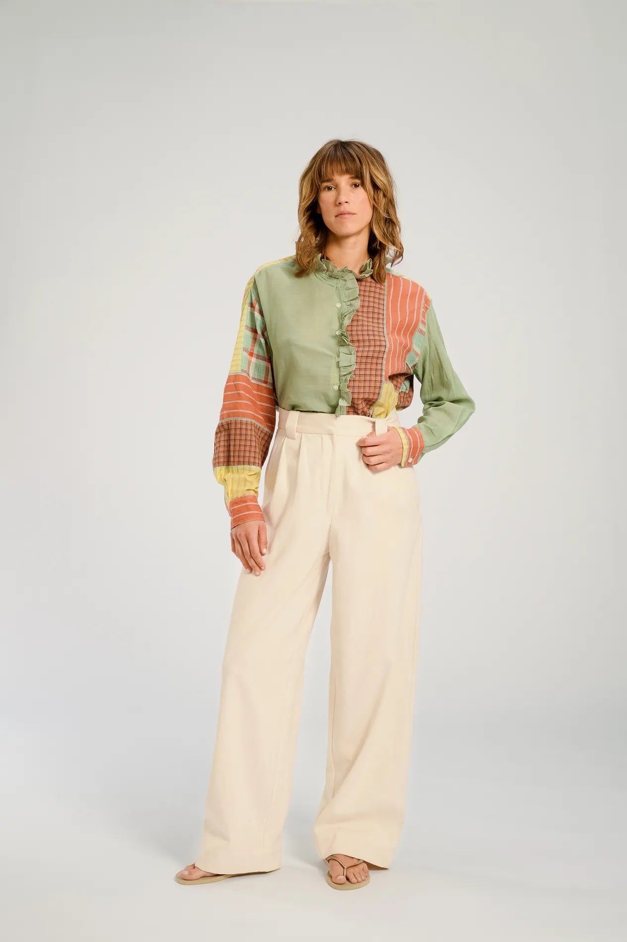 UDAIPUR terracotta patchwork blouse