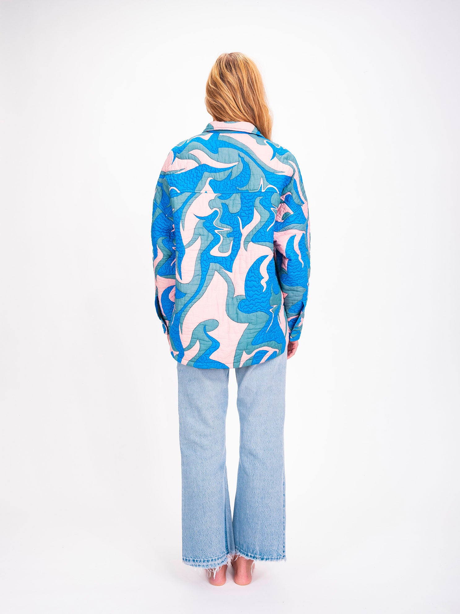 Sukka Blue Printed Quilted Overshirt