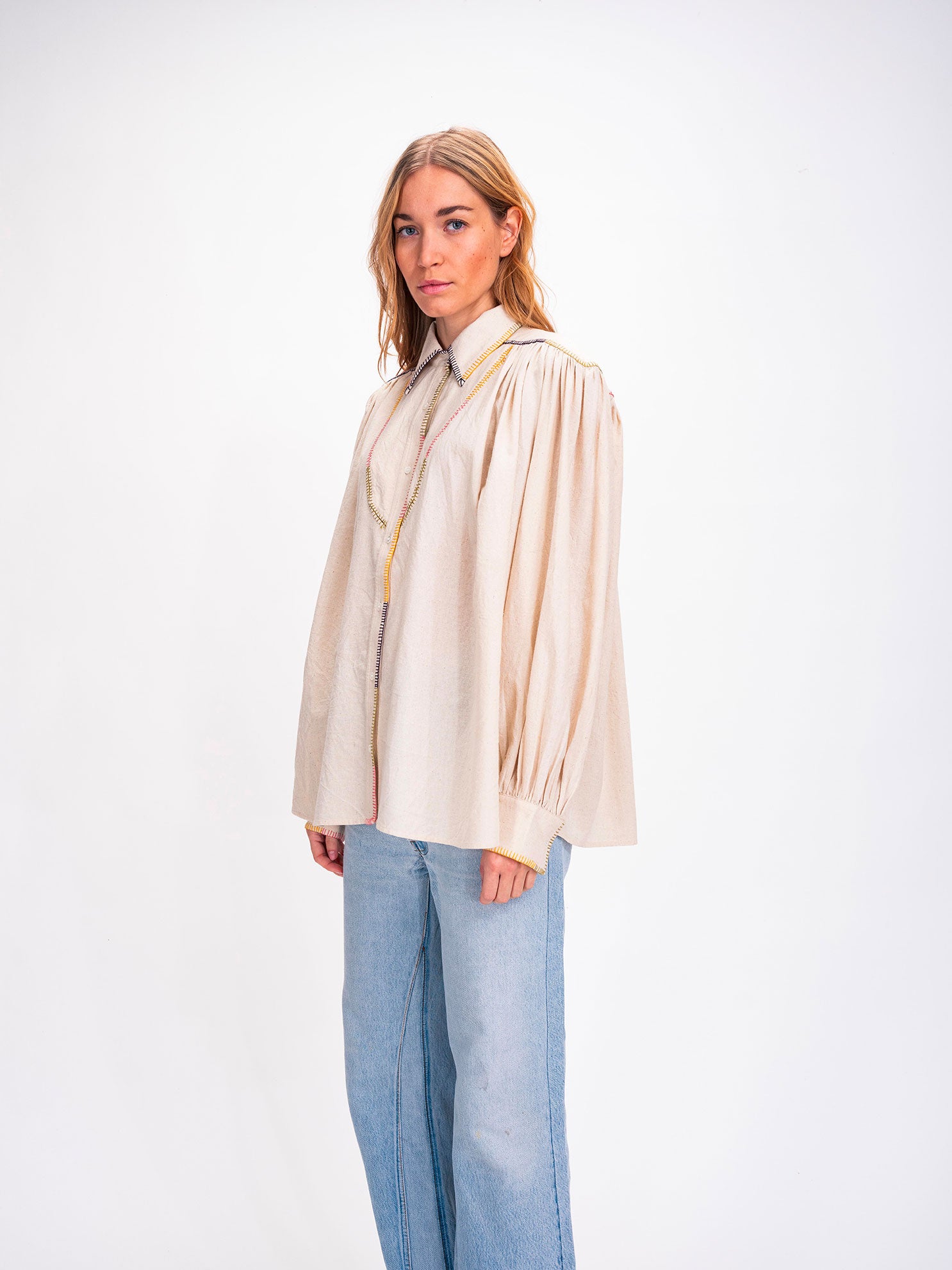 Pondicherry Cream Cotton Peacoat