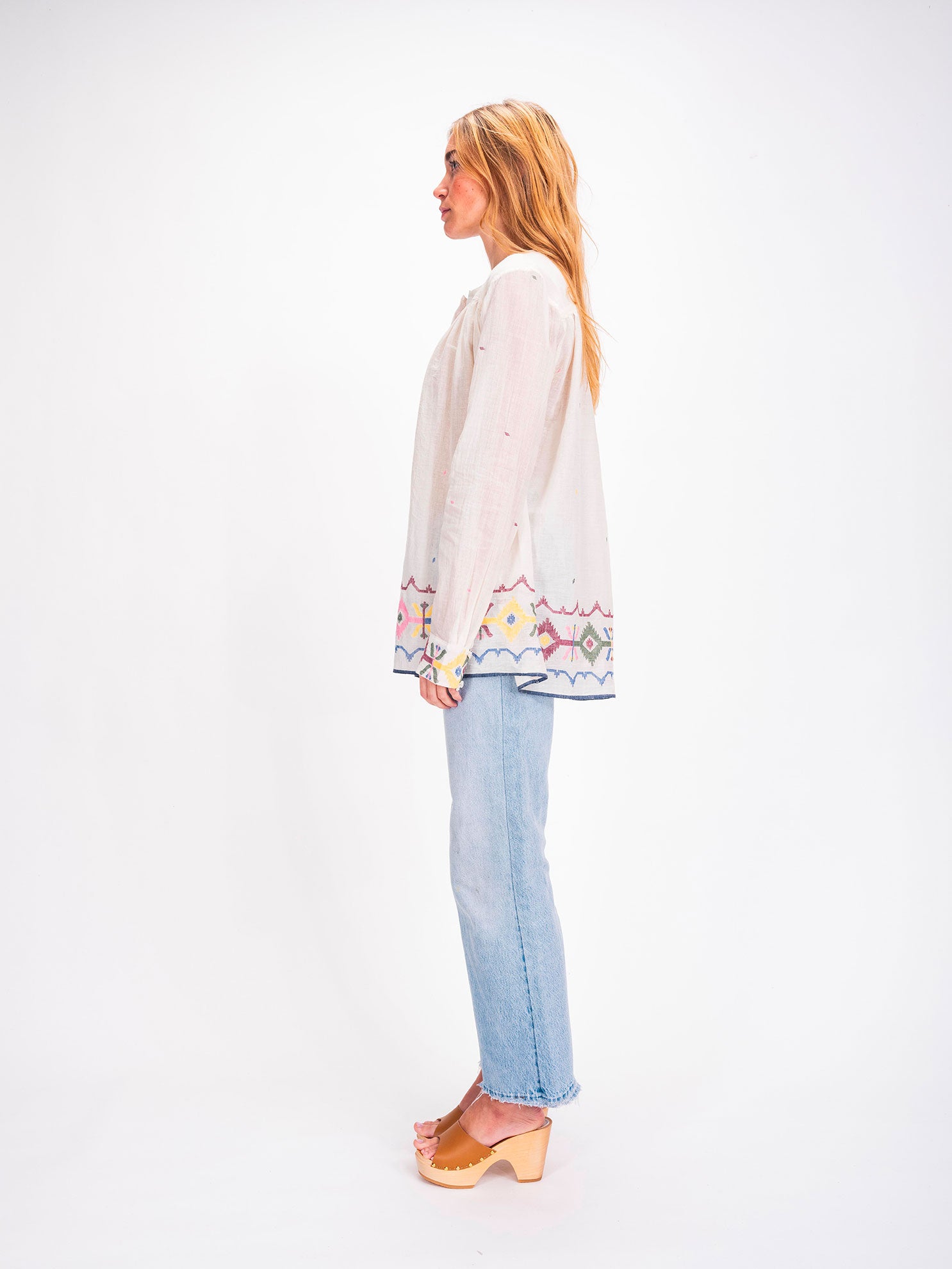 Cramp blue embroidered tie and dye shirt